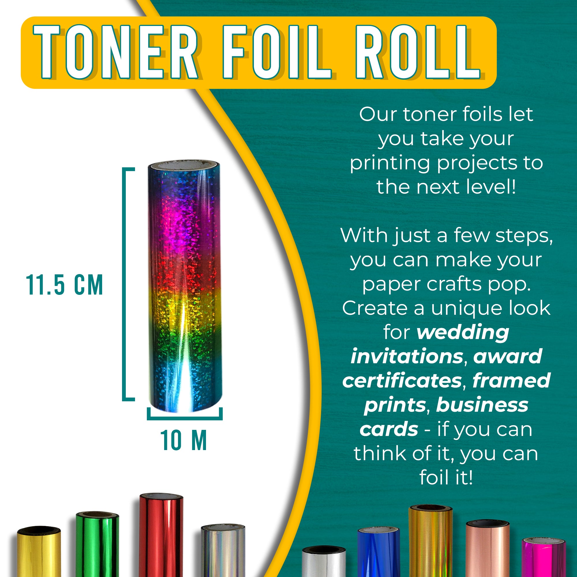 Rainbow Glitter Toner Foil | 11.5cm x 10m Roll