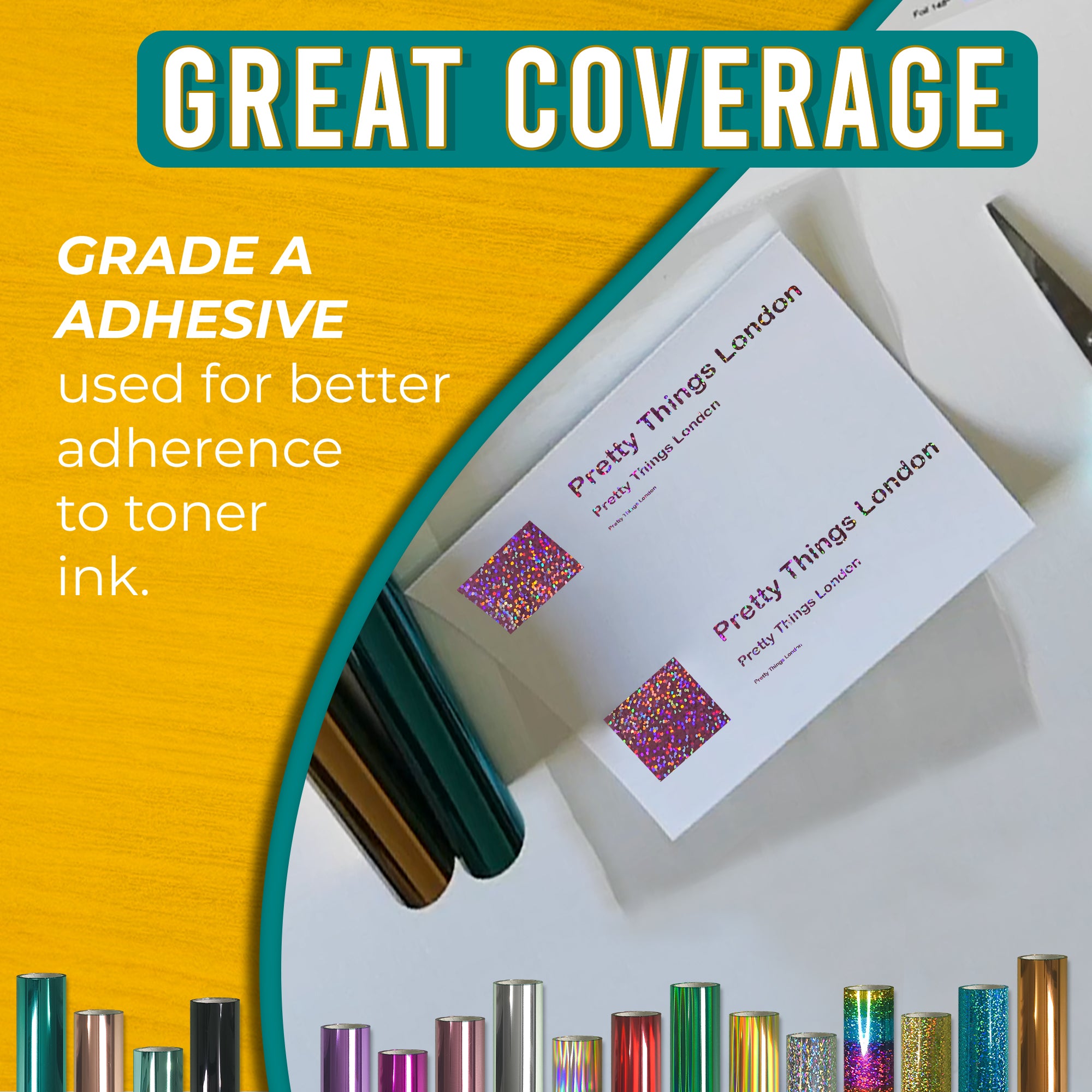 Grade-A adhesive pink glitter toner foil - crisp, even coverage on cards; reliable transfer to toner ink