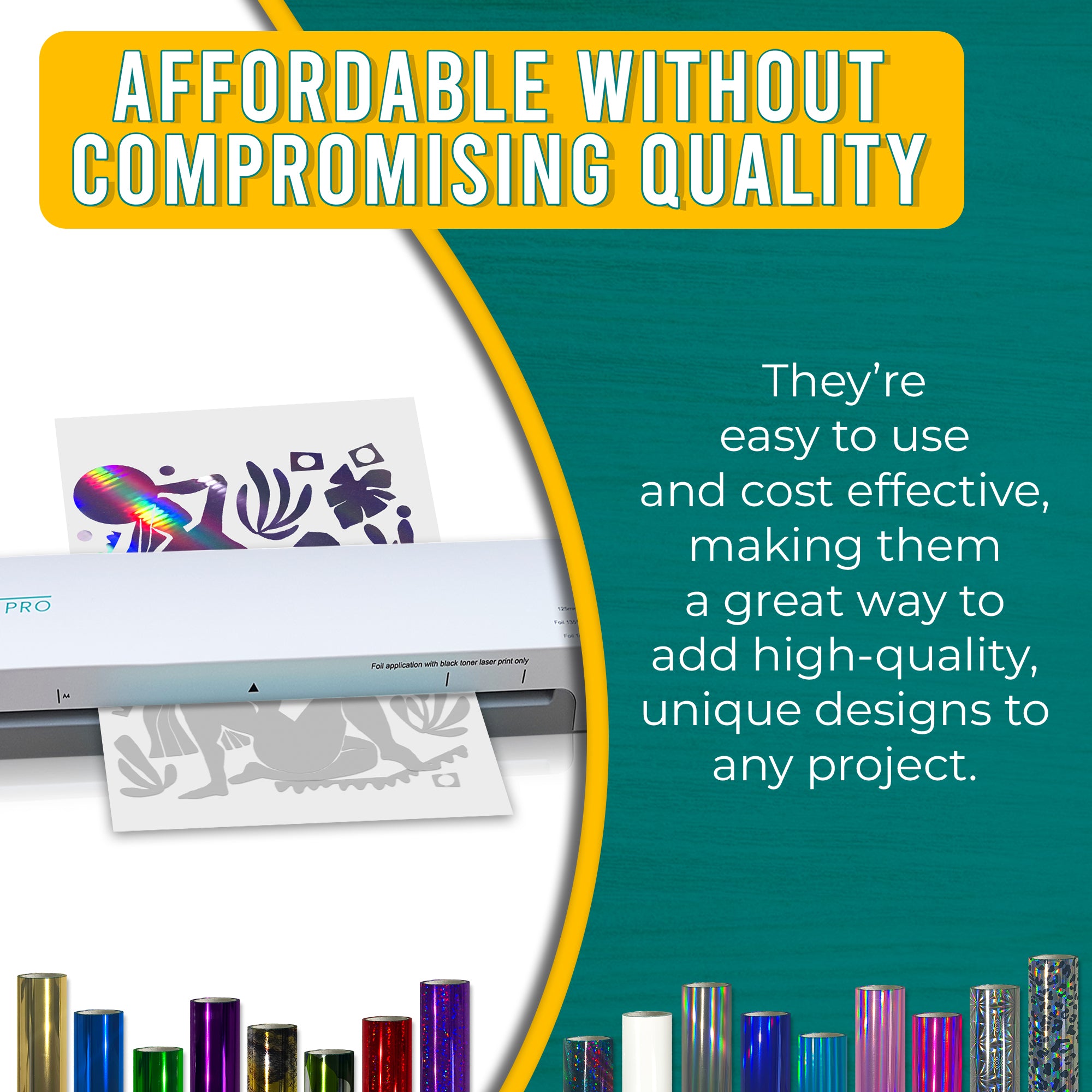 Affordable, high-quality Holographic Lilac toner reactive foil used with a foil machine. Clean, professional foiled designs for paper crafts