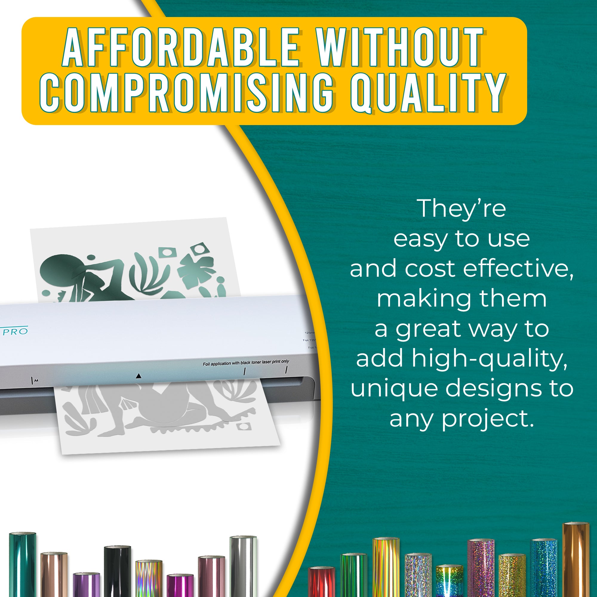 Affordable, high-quality Metallic Mint Green toner reactive foil used with a foil machine. Clean, professional foiled designs for paper crafts