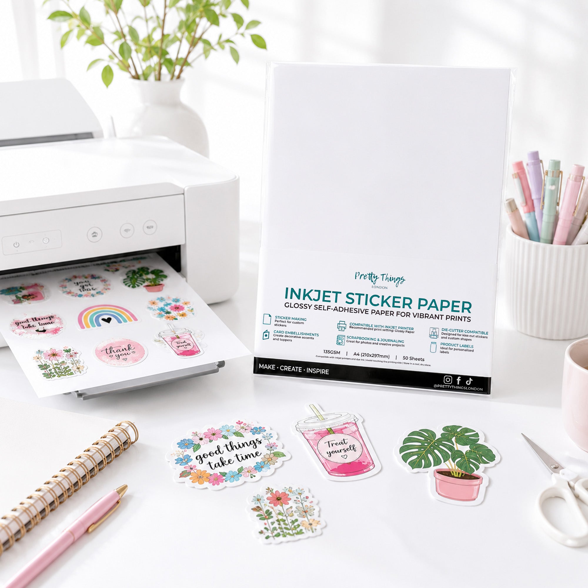 Pretty Things London sticker paper being printed