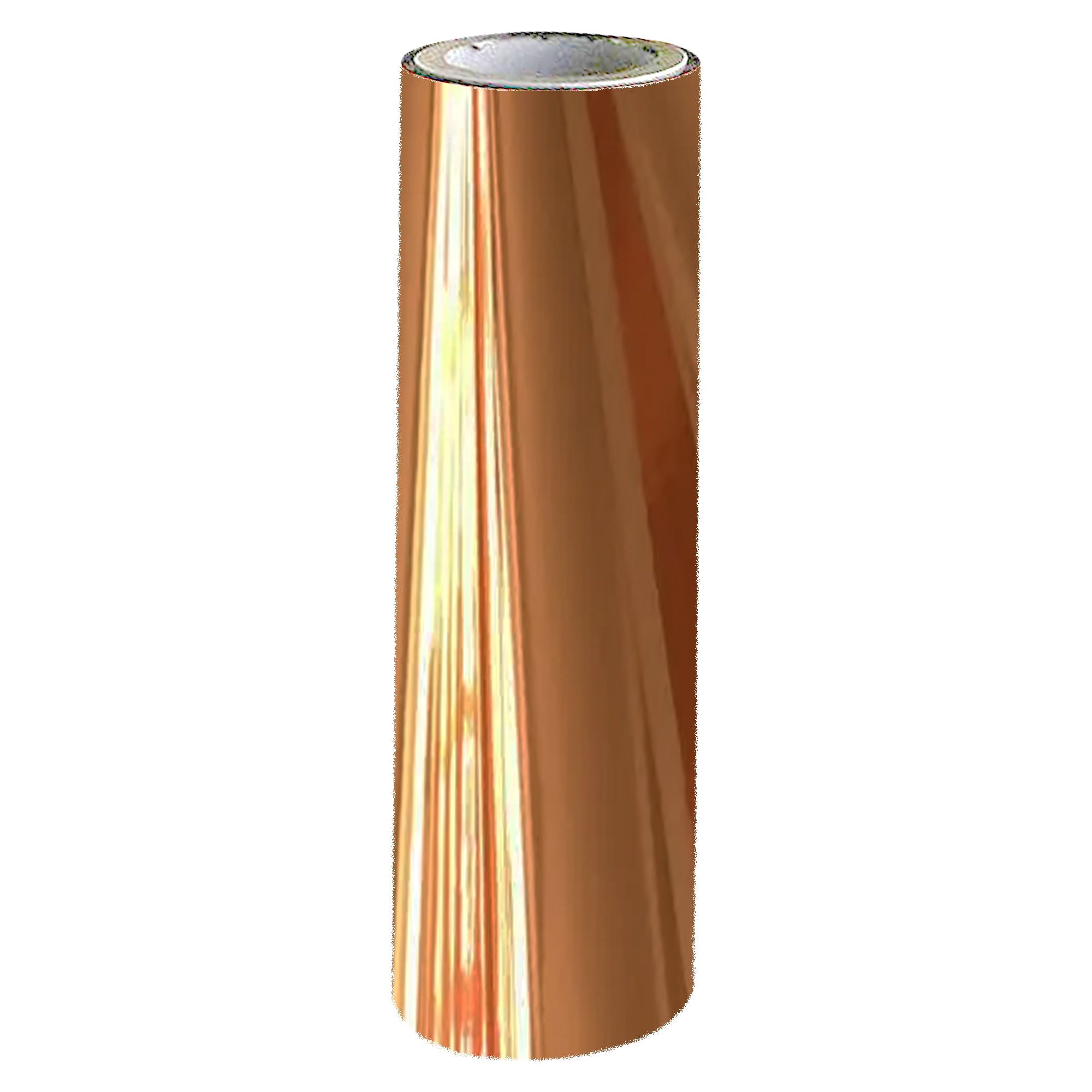 A single roll of rich copper toner foil, featuring a warm, metallic sheen.