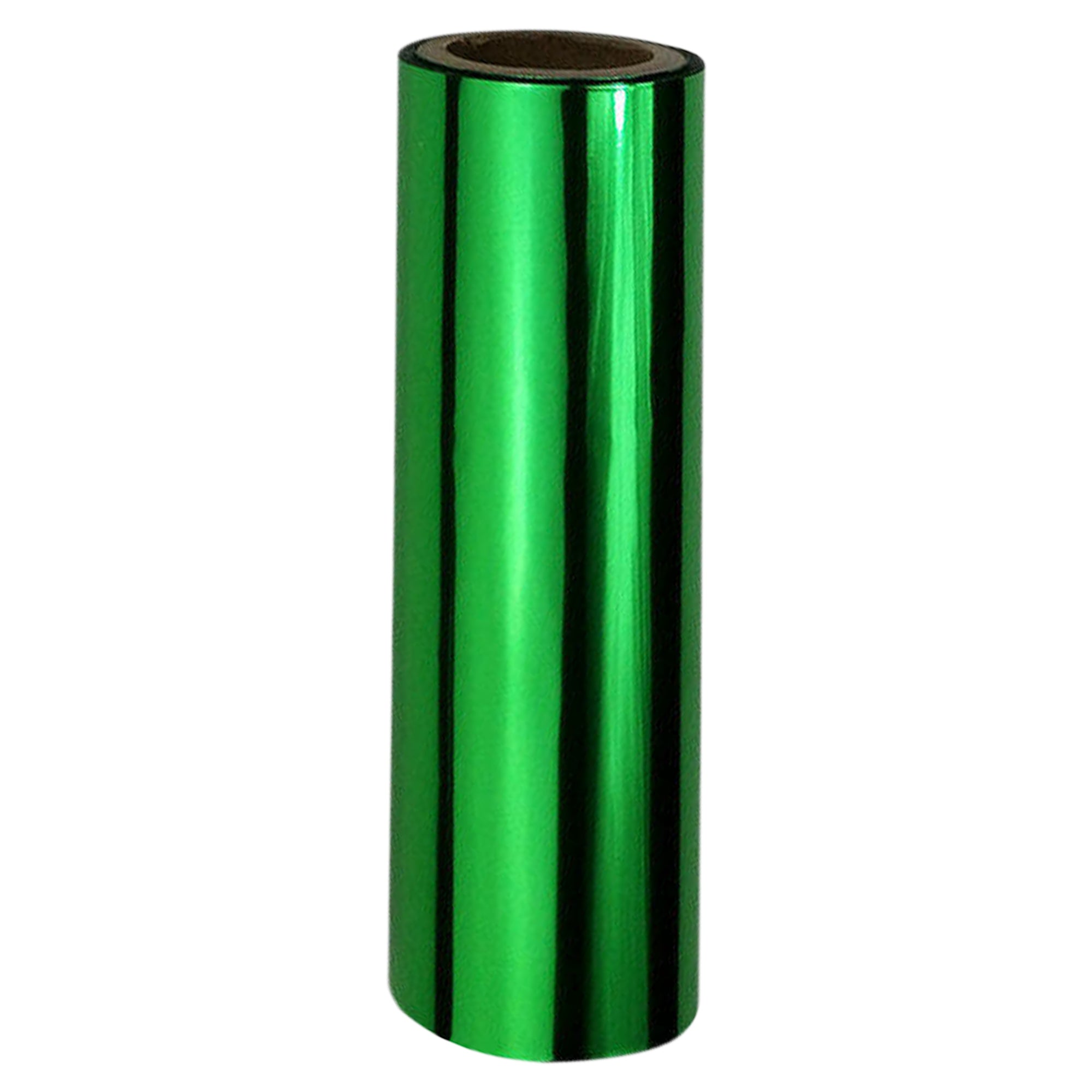 A single roll of vibrant green toner foil, with a bright and shiny finish.