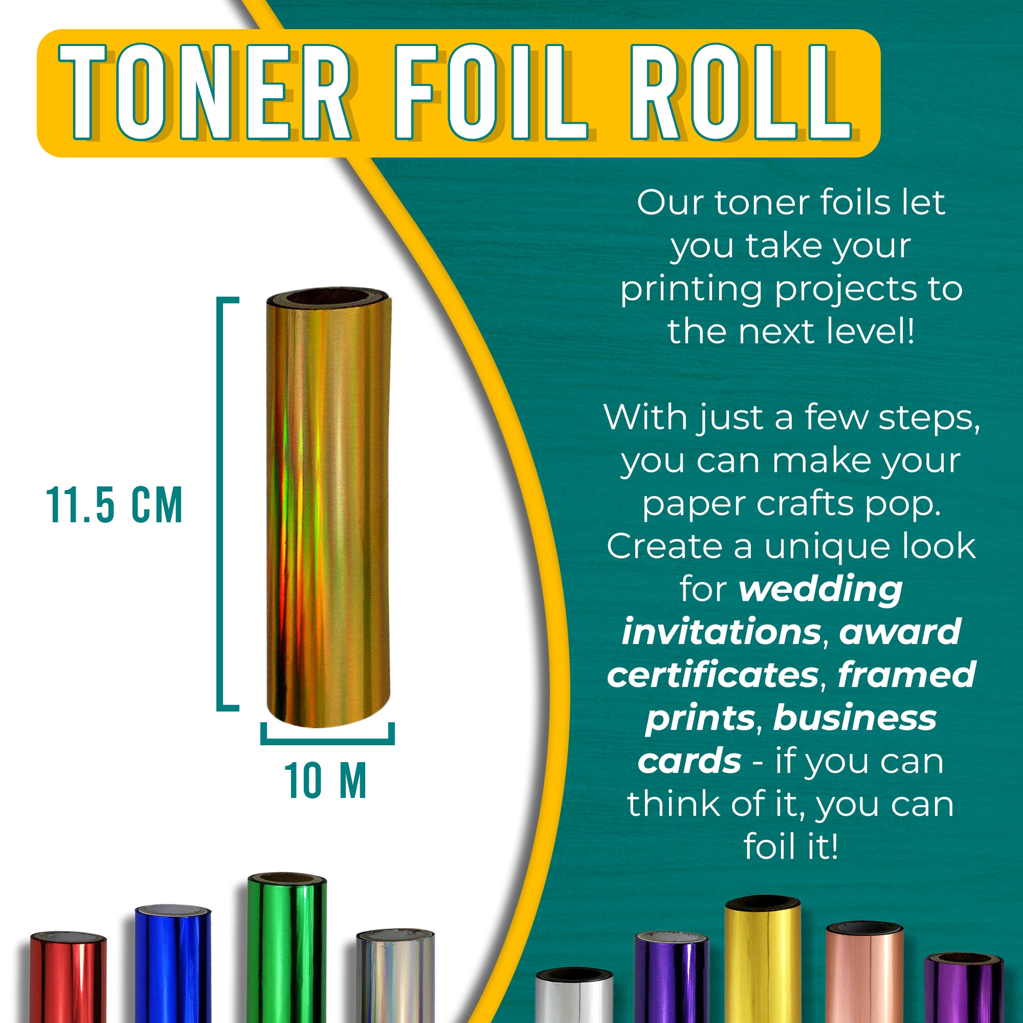 Holographic Gold Toner Foil | 11.5cm x 10m Roll