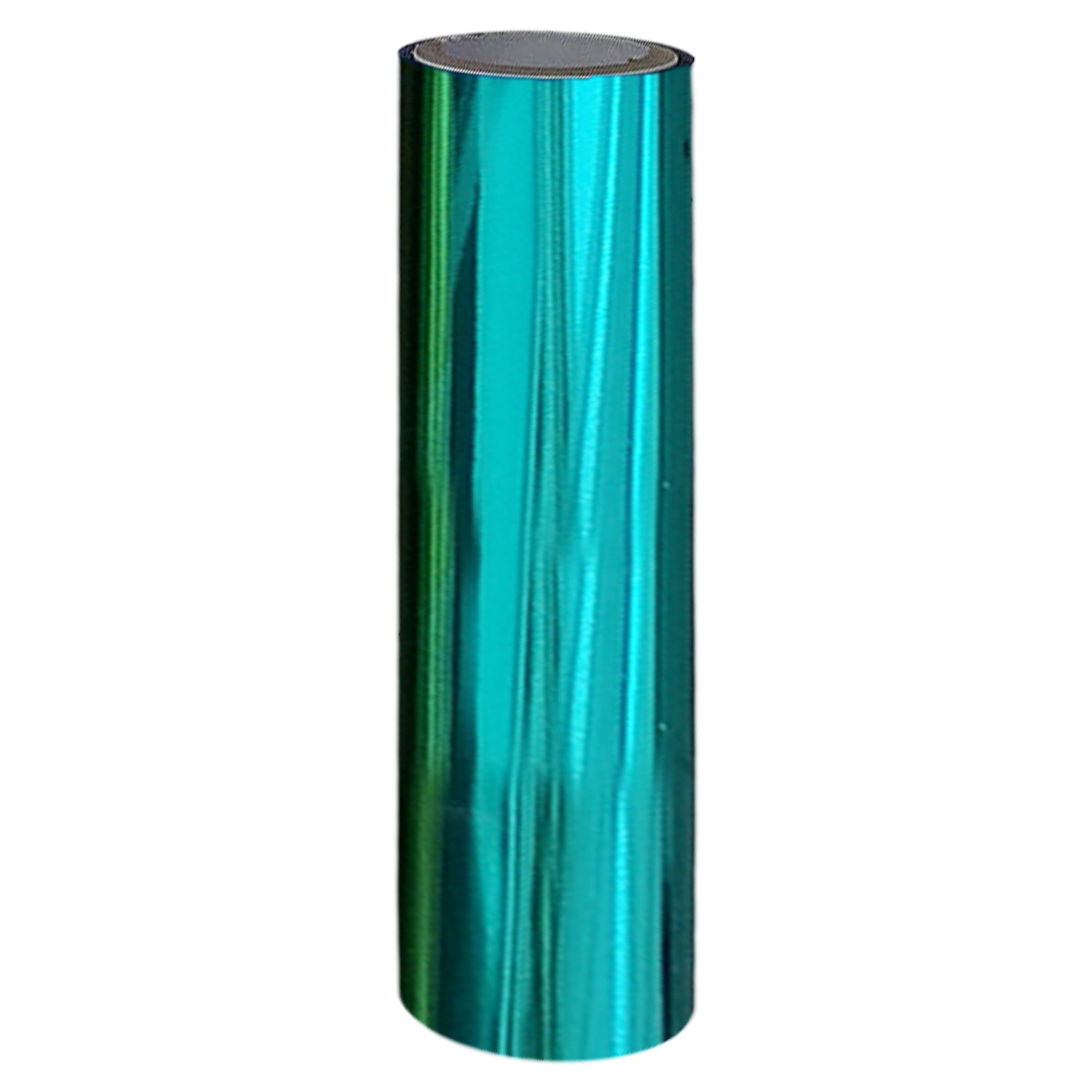 A single roll of teal toner foil, reflecting a spectrum of colours.