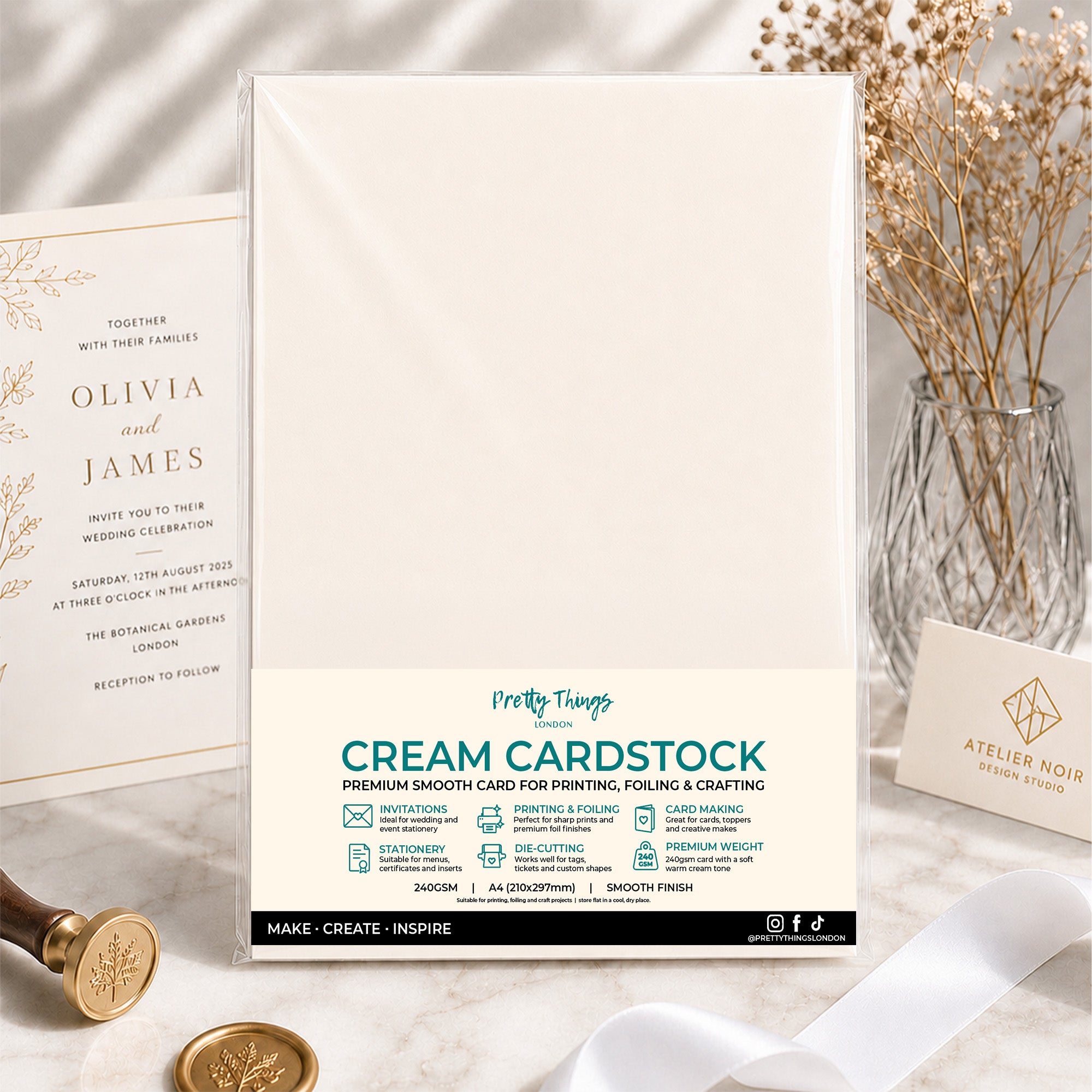240gsm Smooth Cream Cardstock | A4 25 Sheets