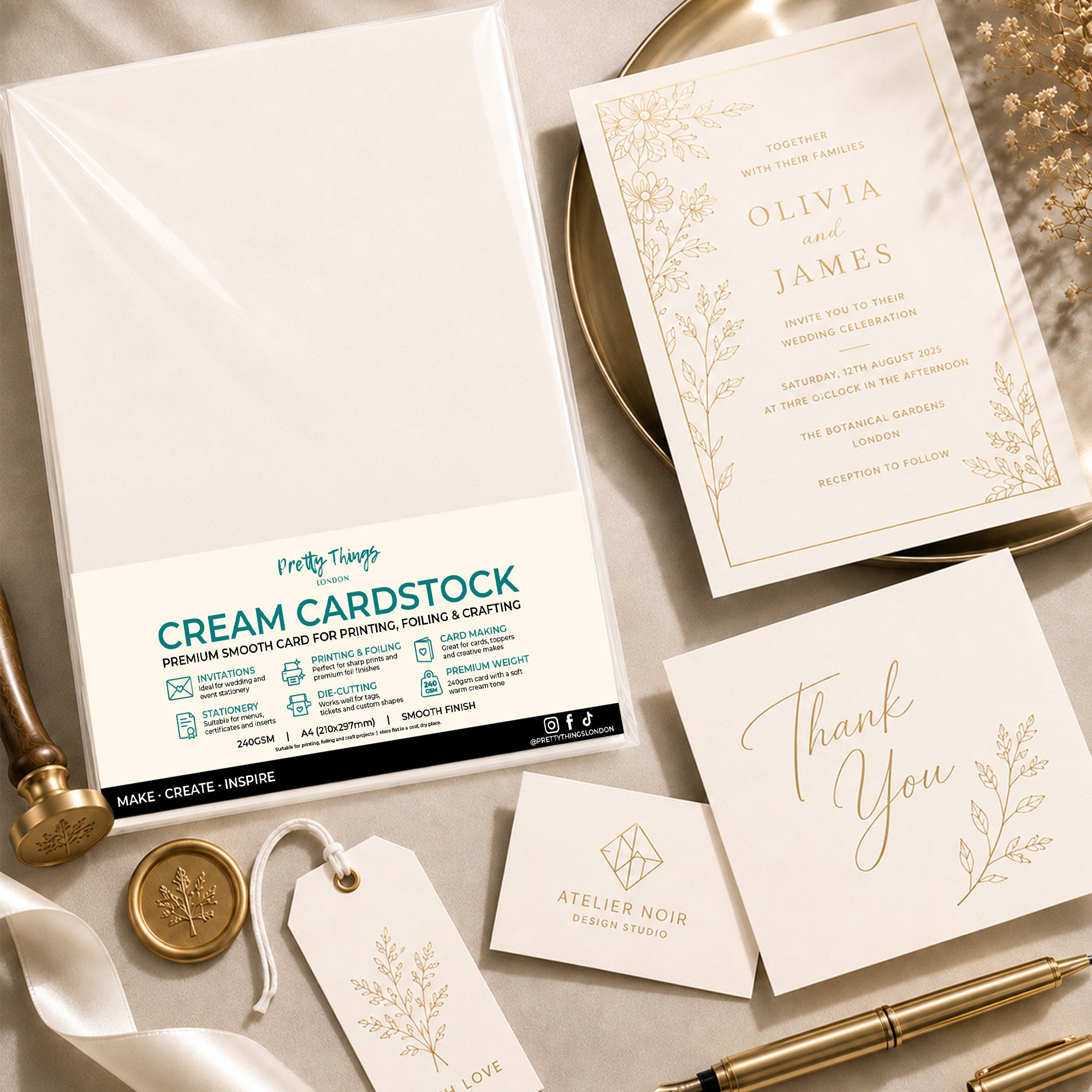 240gsm Smooth Cream Cardstock | A4 25 Sheets