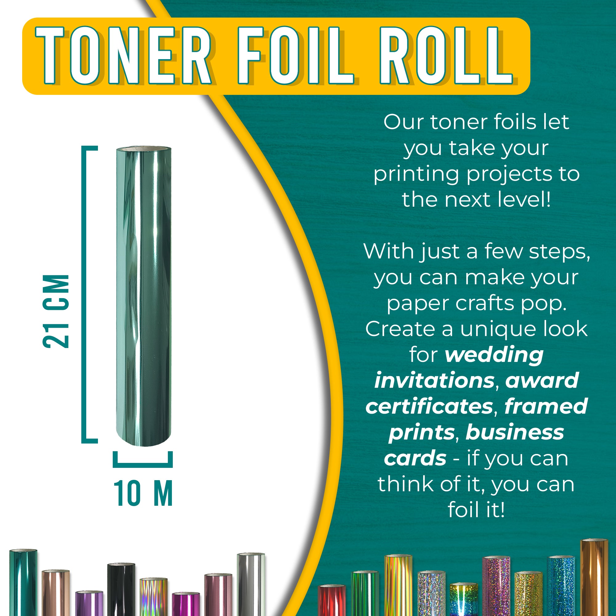 Mint toner foil 21 cm × 10 m for invitations, certificates, framed prints and business cards - toner reactive