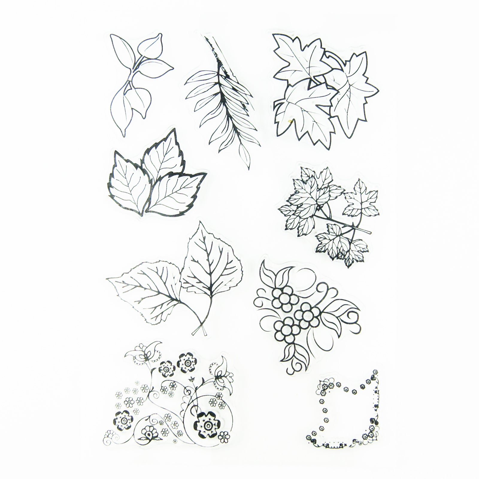 Clear stamp set leaves and flowers paper crafting