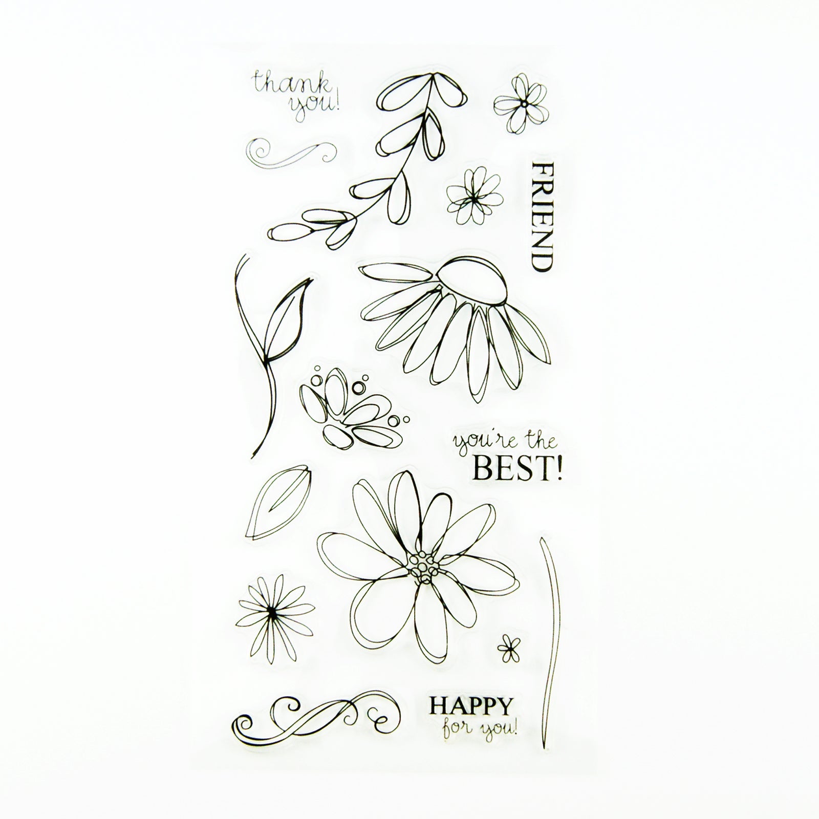 Clear stamp set flowers and sentiments for scrapbooking
