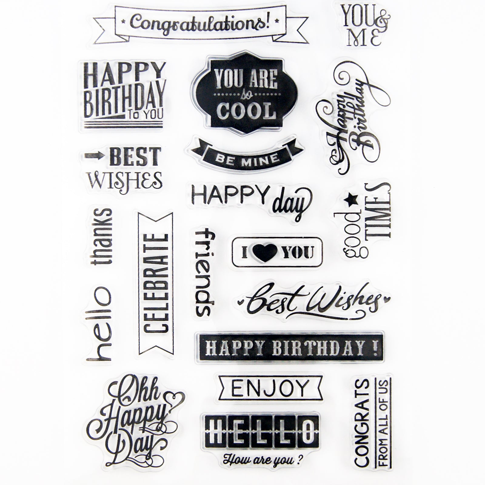 Clear Stamps various sentiments paper crafts