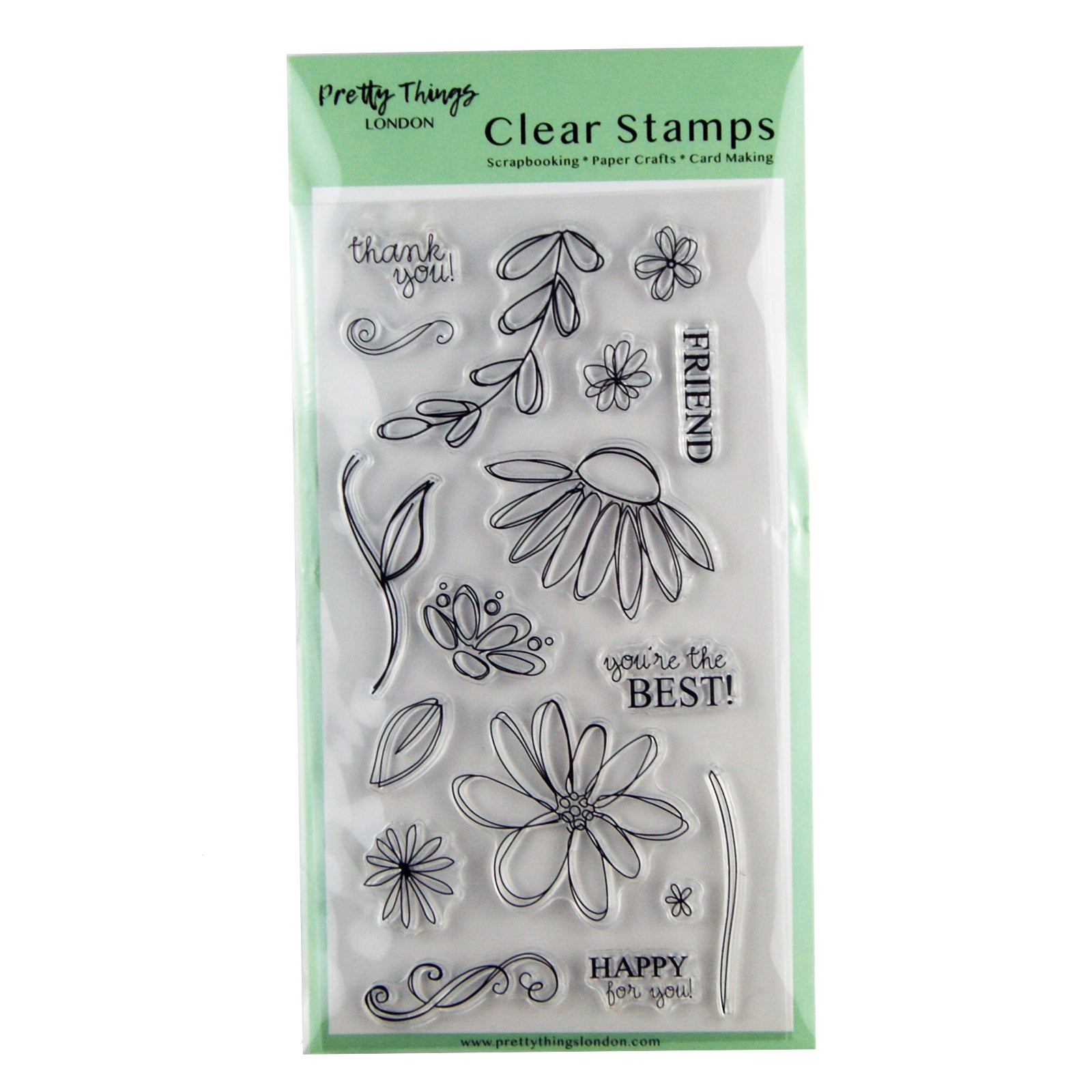 Clear stamps set flowers and sentiments for card making