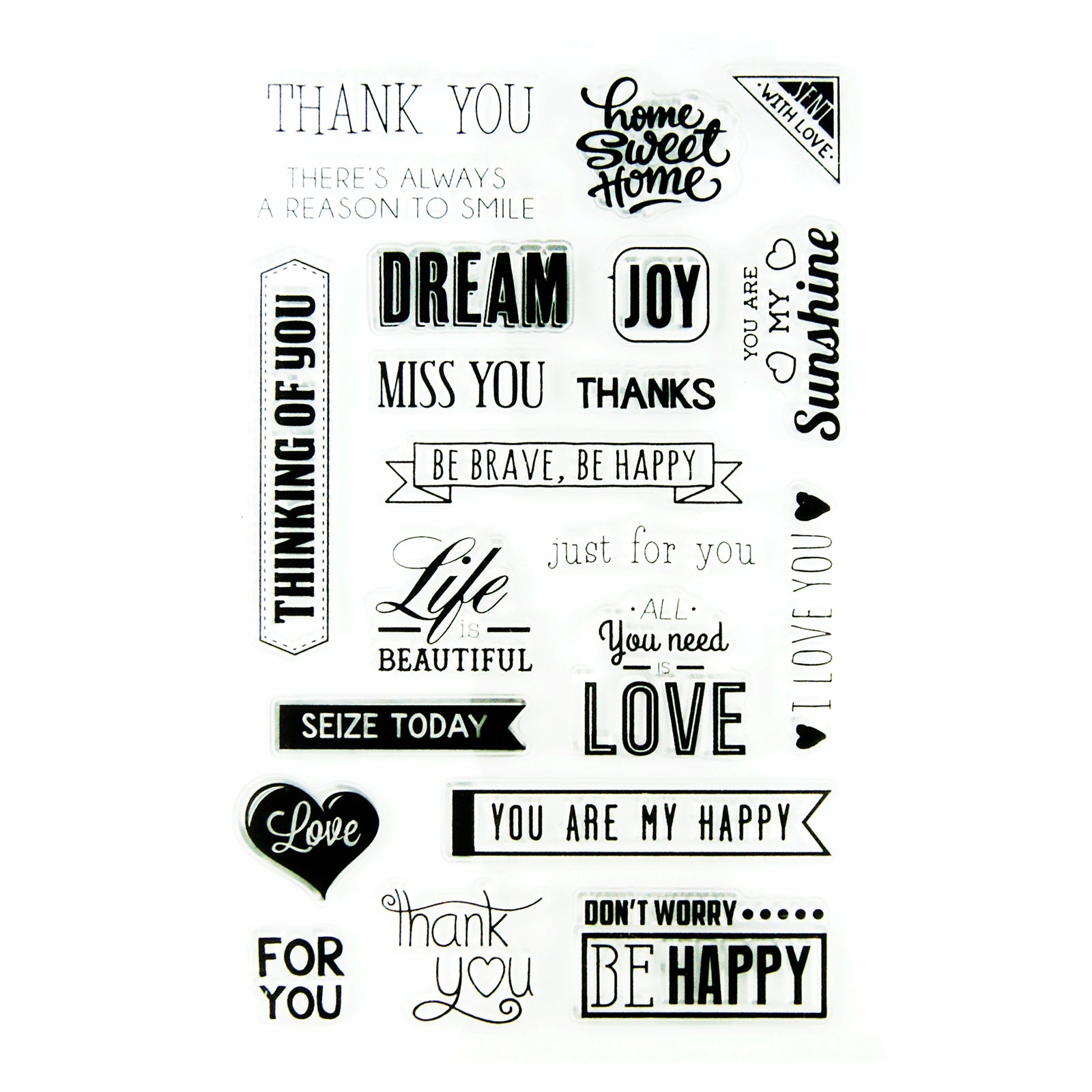 Clear stamp set various sentiments paper crafts