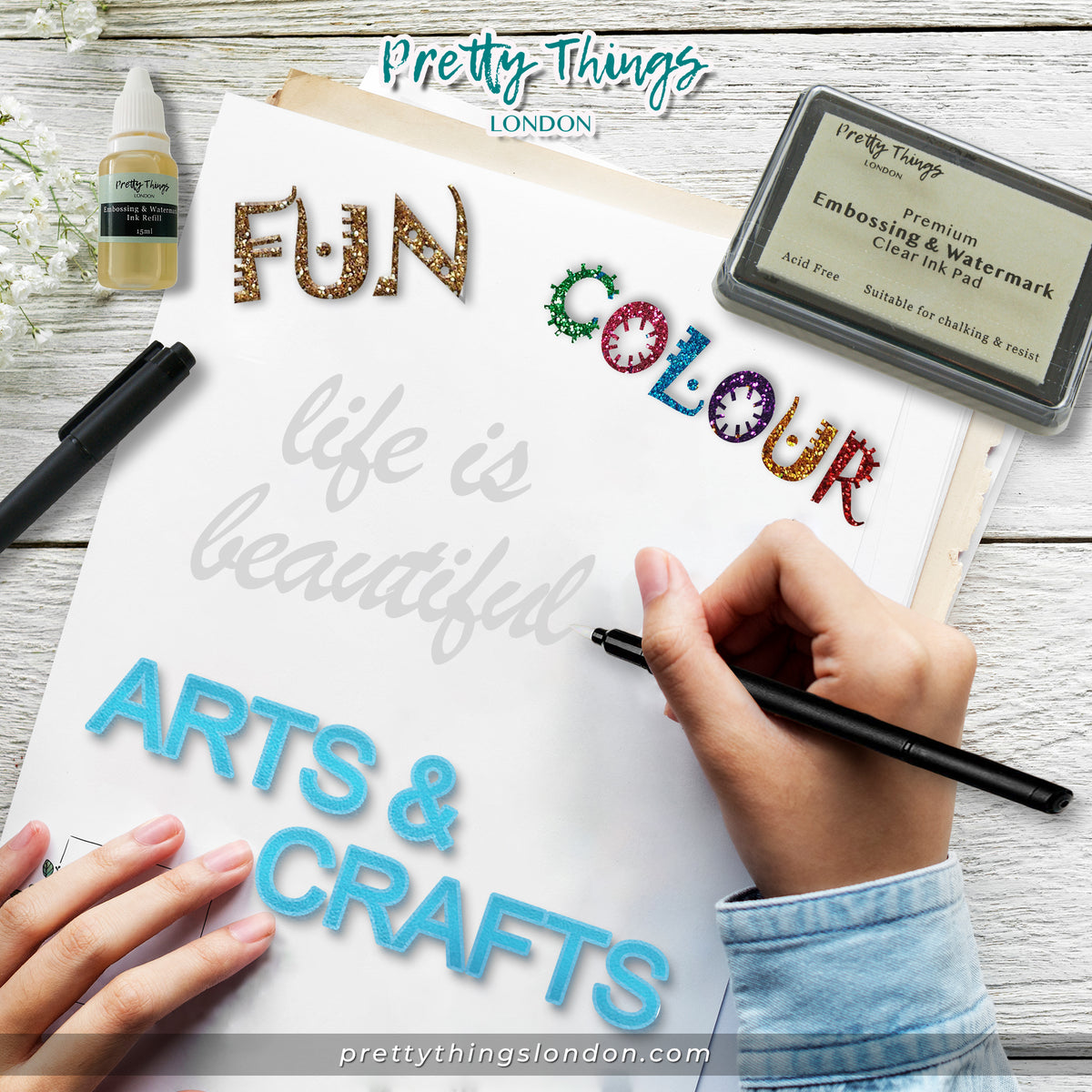 How To Use Embossing Pad, Ink Refill & Pen Combo by Pretty Things Lond