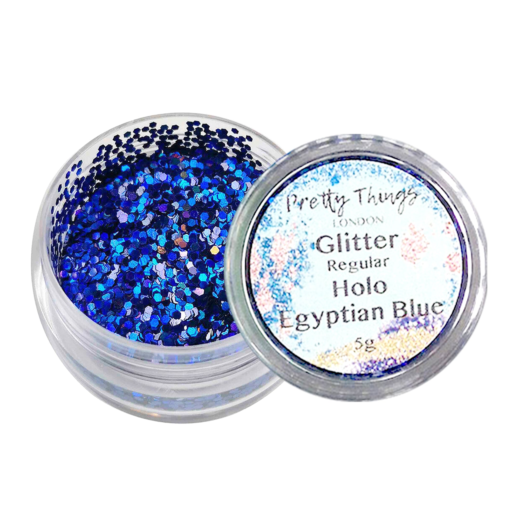 1.	Pretty Things London Regular Holographic Glitter in Egyptian Blue - 5g jar