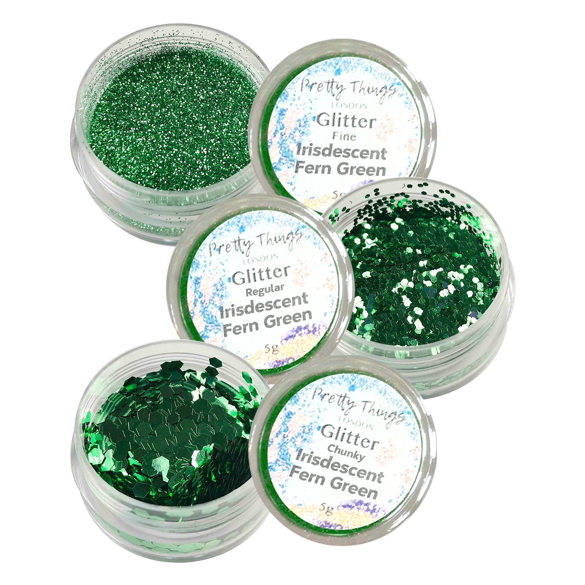 1.	Pretty Things London Metallic Fern Green Glitter Trio - Fine, Regular, and Chunky