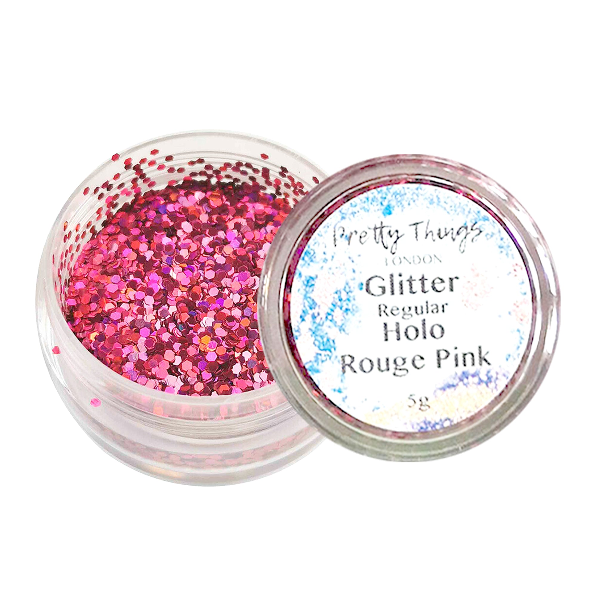 1.	Pretty Things London Regular Holographic Glitter in Rouge Pink - 5g jar