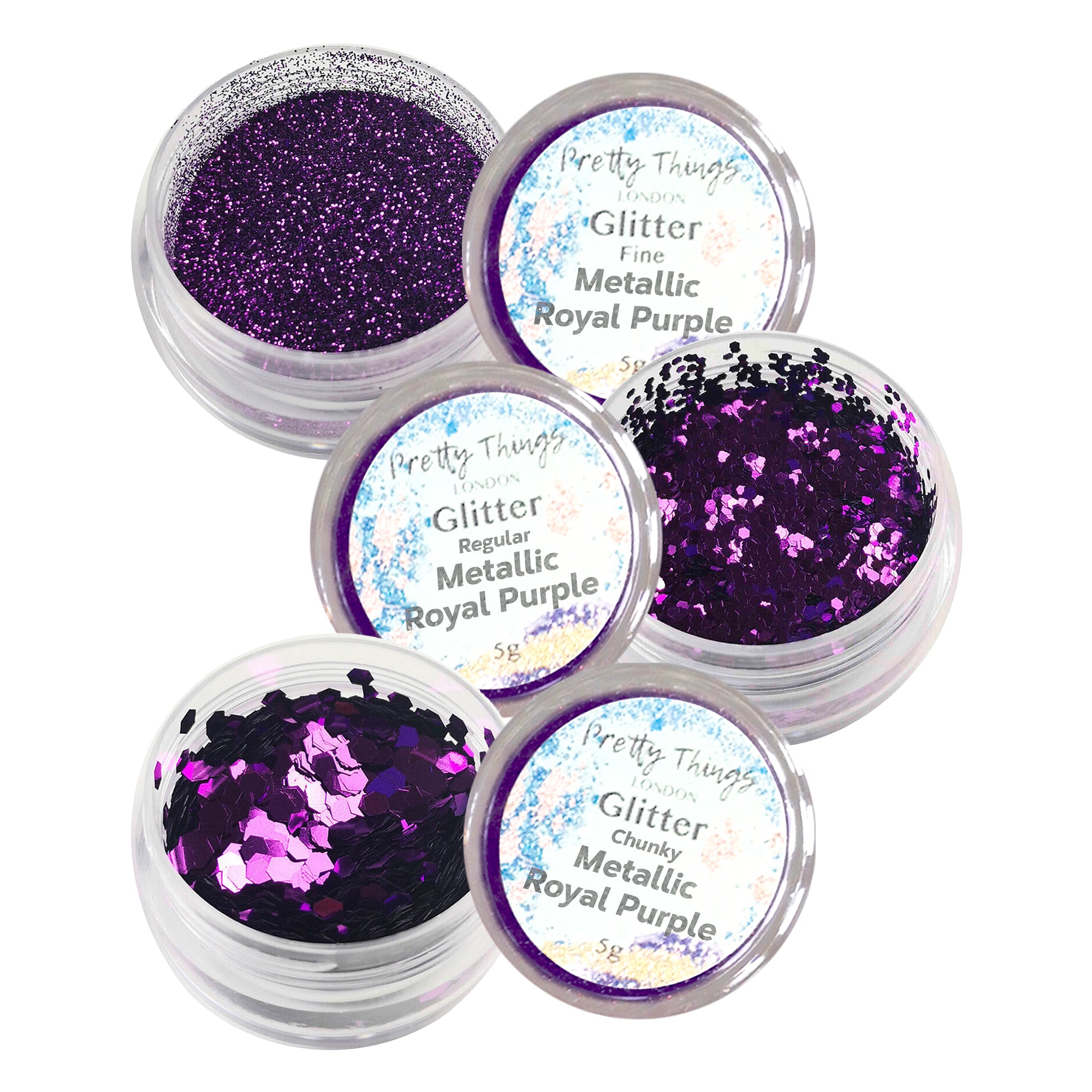 1.	Pretty Things London Metallic Royal Purple Glitter Trio - Fine, Regular, and Chunky