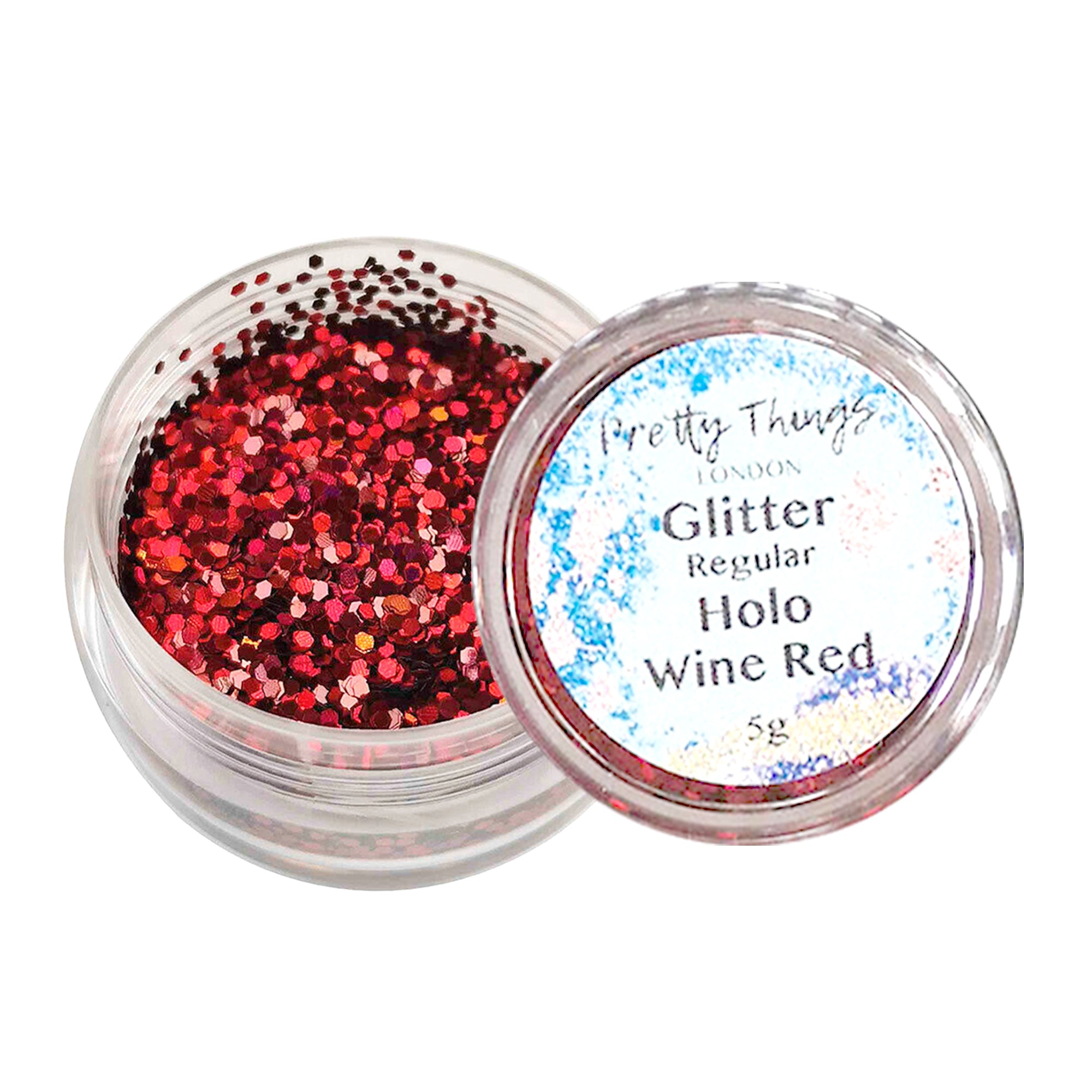 1.	Pretty Things London Regular Holographic Glitter in Wine Red - 5g jar