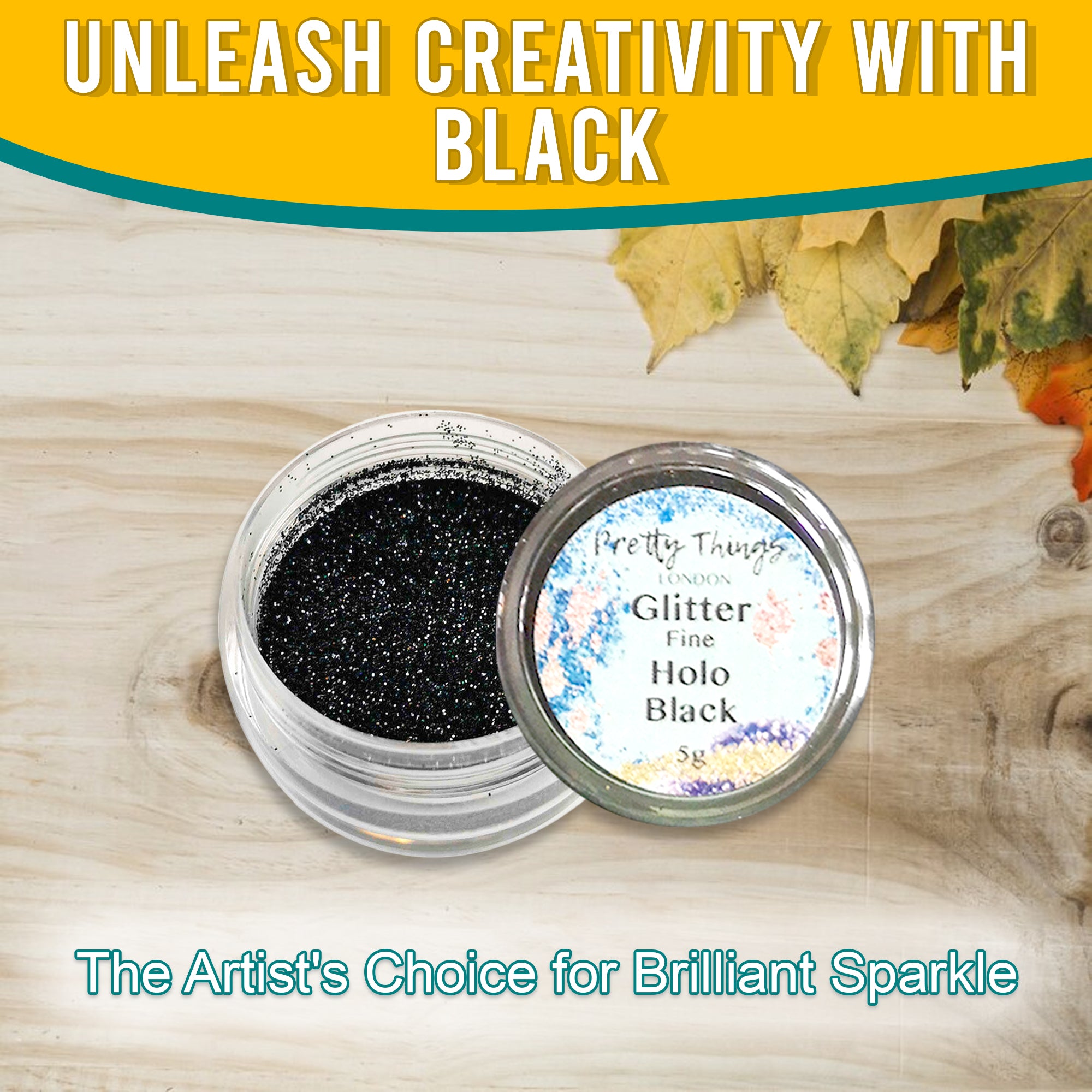 2.	Unleash creativity with Pretty Things London Fine Holographic Glitter in Black