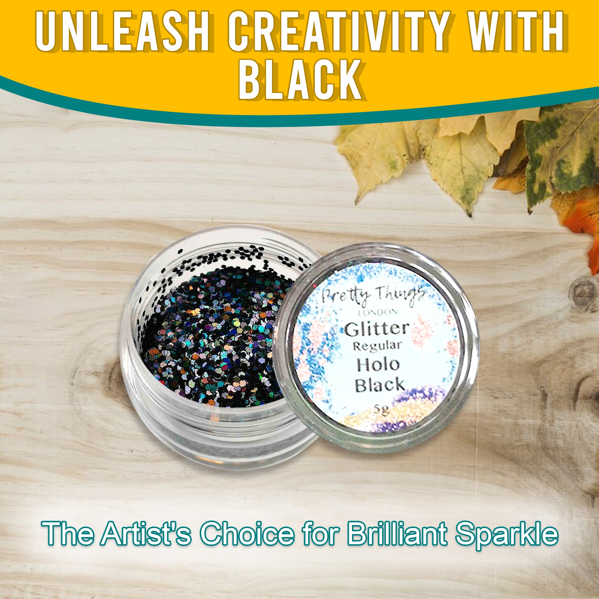 2.	Unleash Creativity with Black - Pretty Things London Regular Holographic Glitter