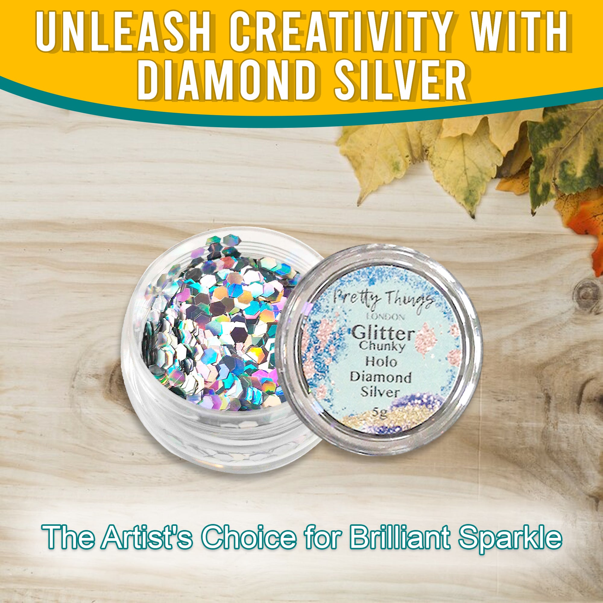 2.	Unleash Creativity with Diamon Silver - Pretty Things London Chunky Holographic Glitter