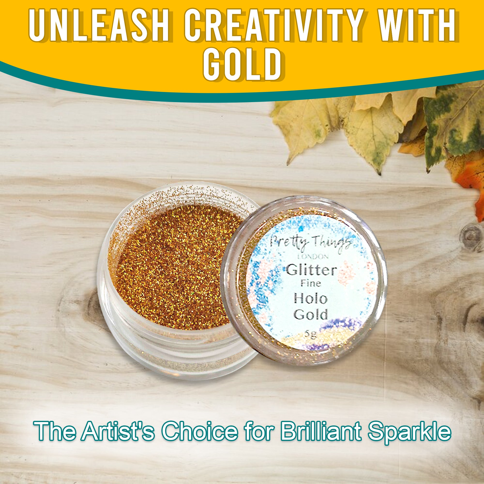 2.	Unleash creativity with Pretty Things London Fine Holographic Glitter in Gold