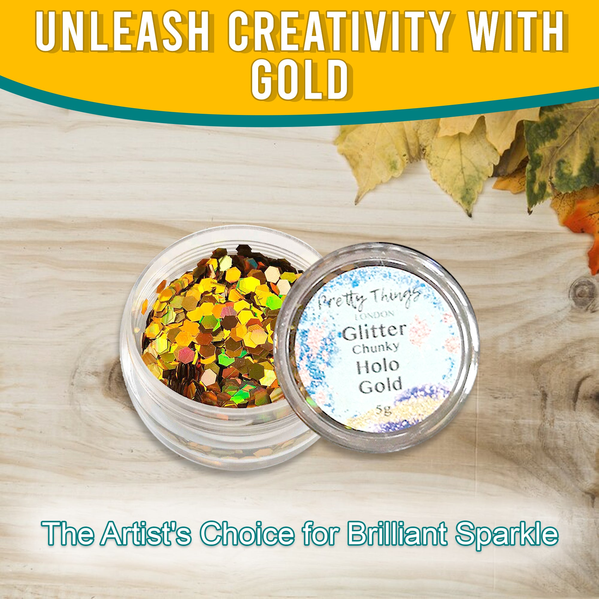 2.	Unleash Creativity with Gold - Pretty Things London Chunky Holographic Glitter