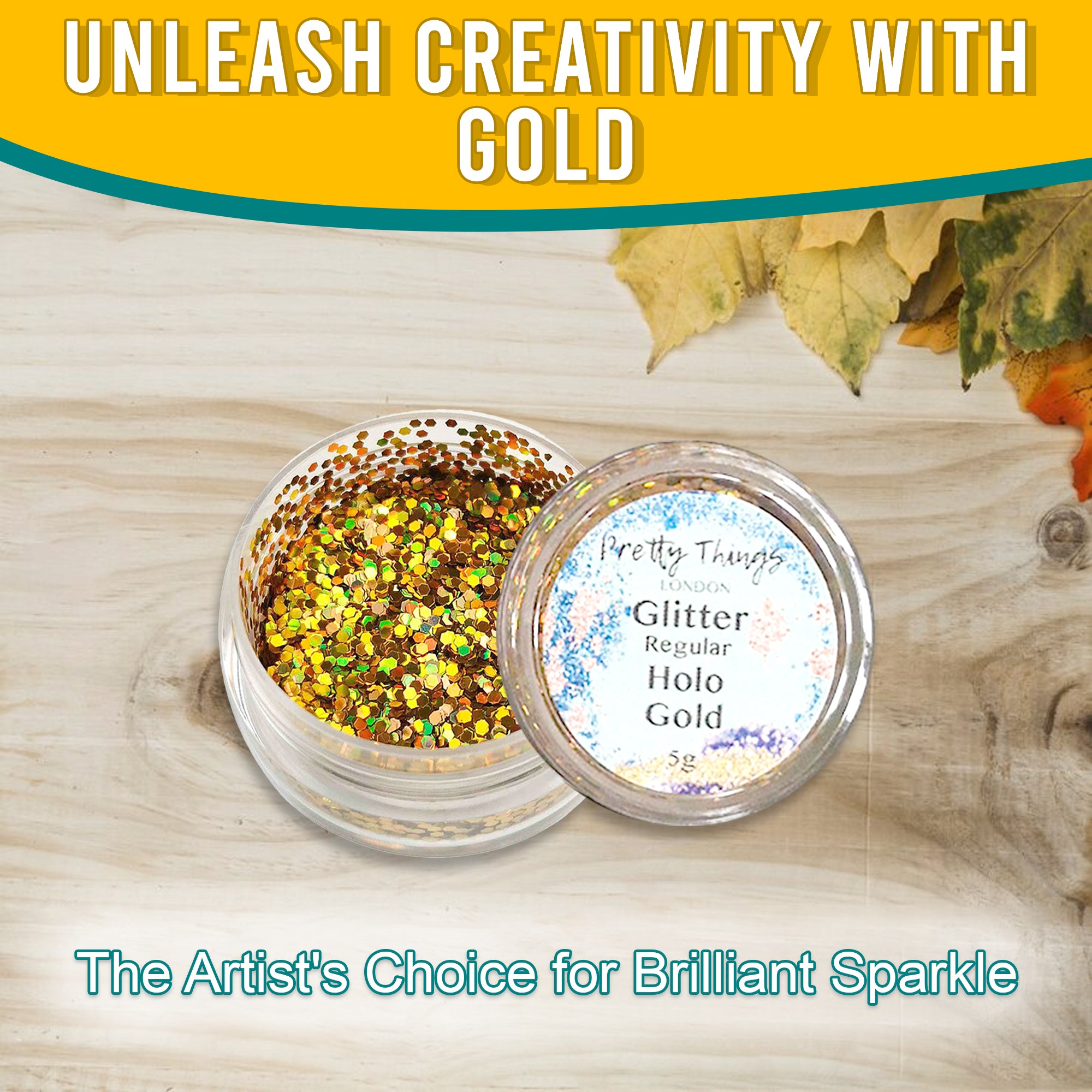 2.	Unleash Creativity with Gold - Pretty Things London Regular Holographic Glitter