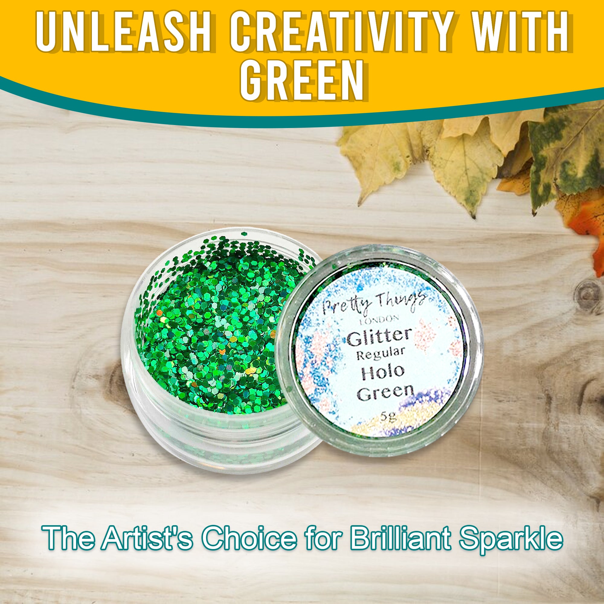 2.	Unleash Creativity with Green - Pretty Things London Regular Holographic Glitter