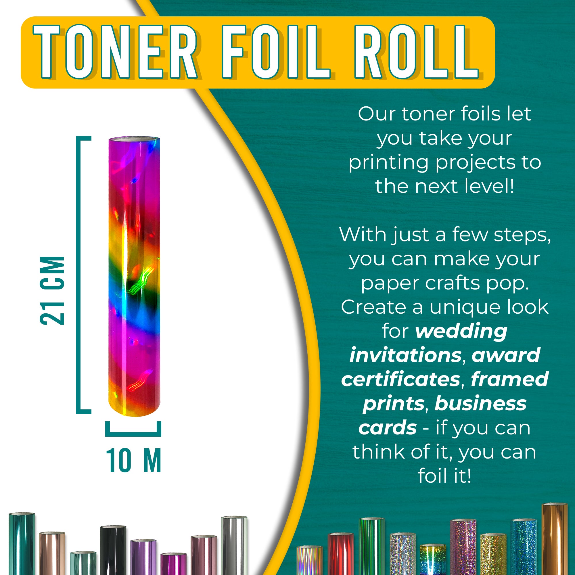Holographic Rainbow Toner Foil | 21cm x 10m Roll