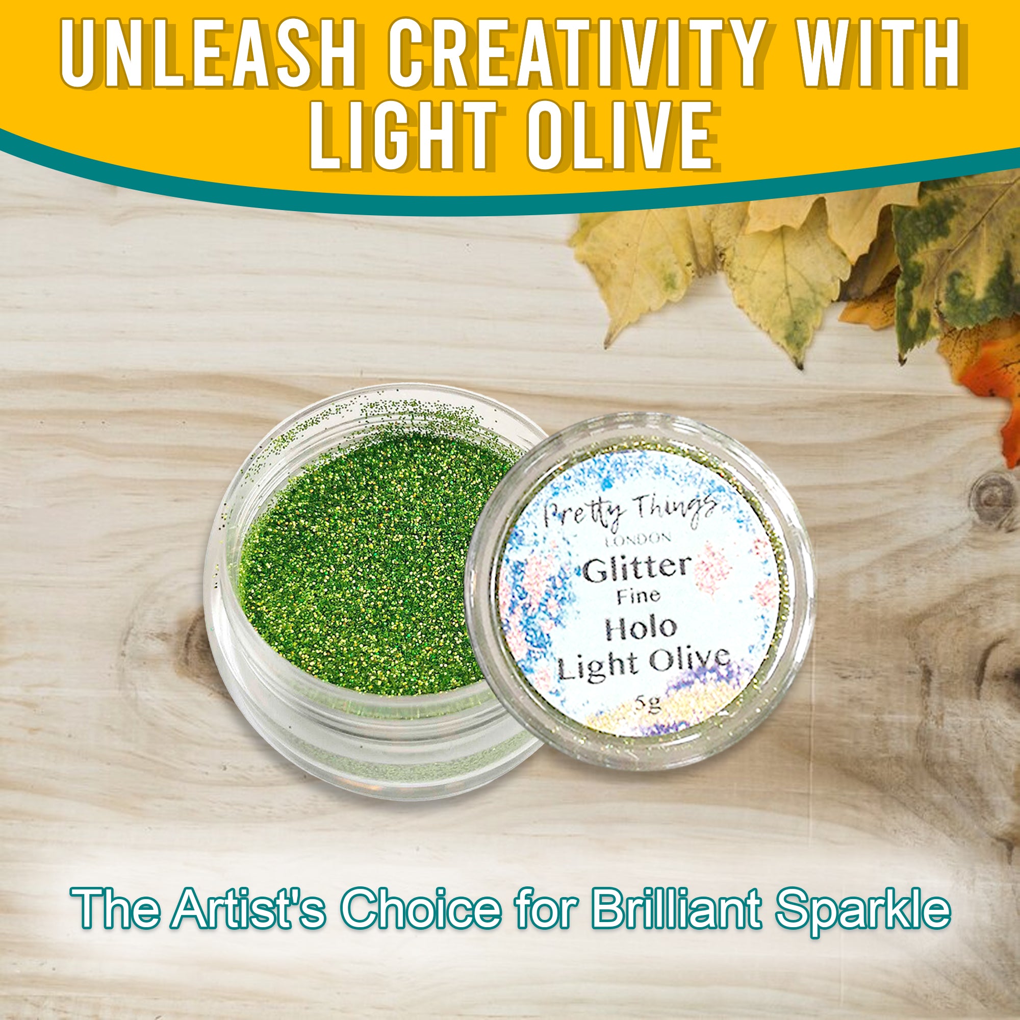 2.	Unleash creativity with Pretty Things London Fine Holographic Glitter in Light Olive