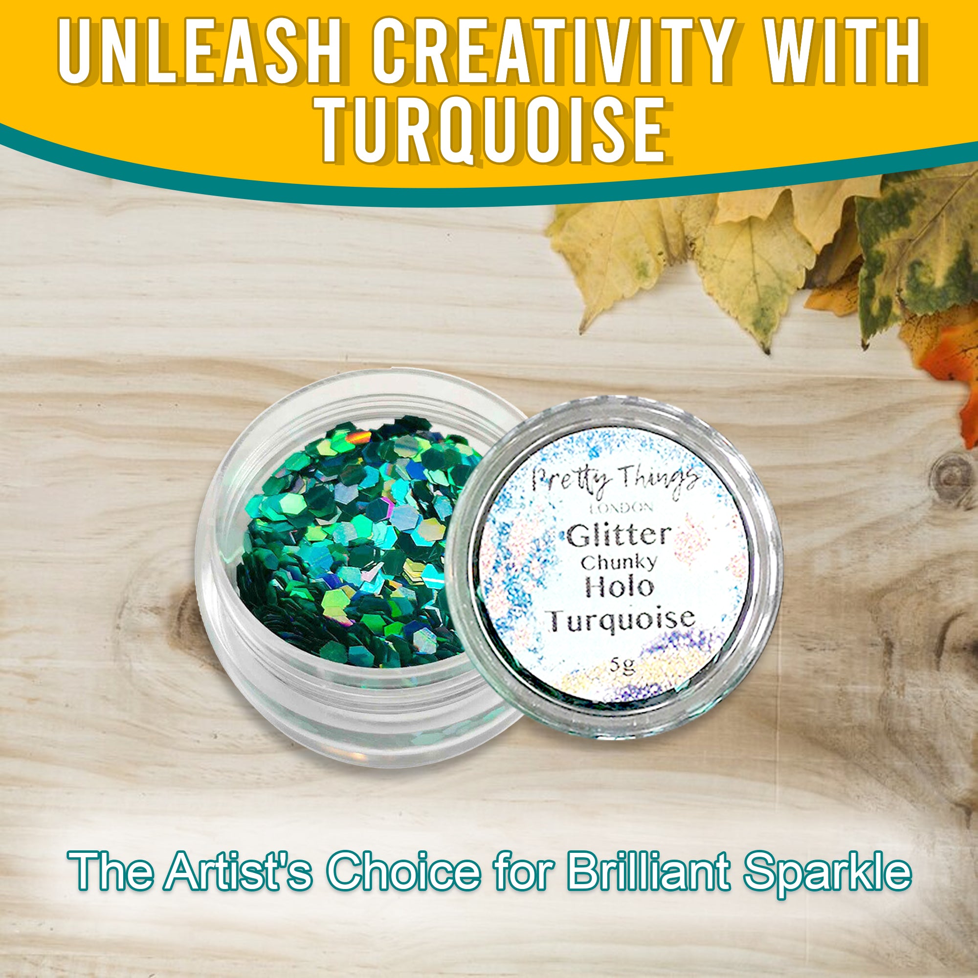 2.	Unleash Creativity with Turquoise - Pretty Things London Chunky Holographic Glitter