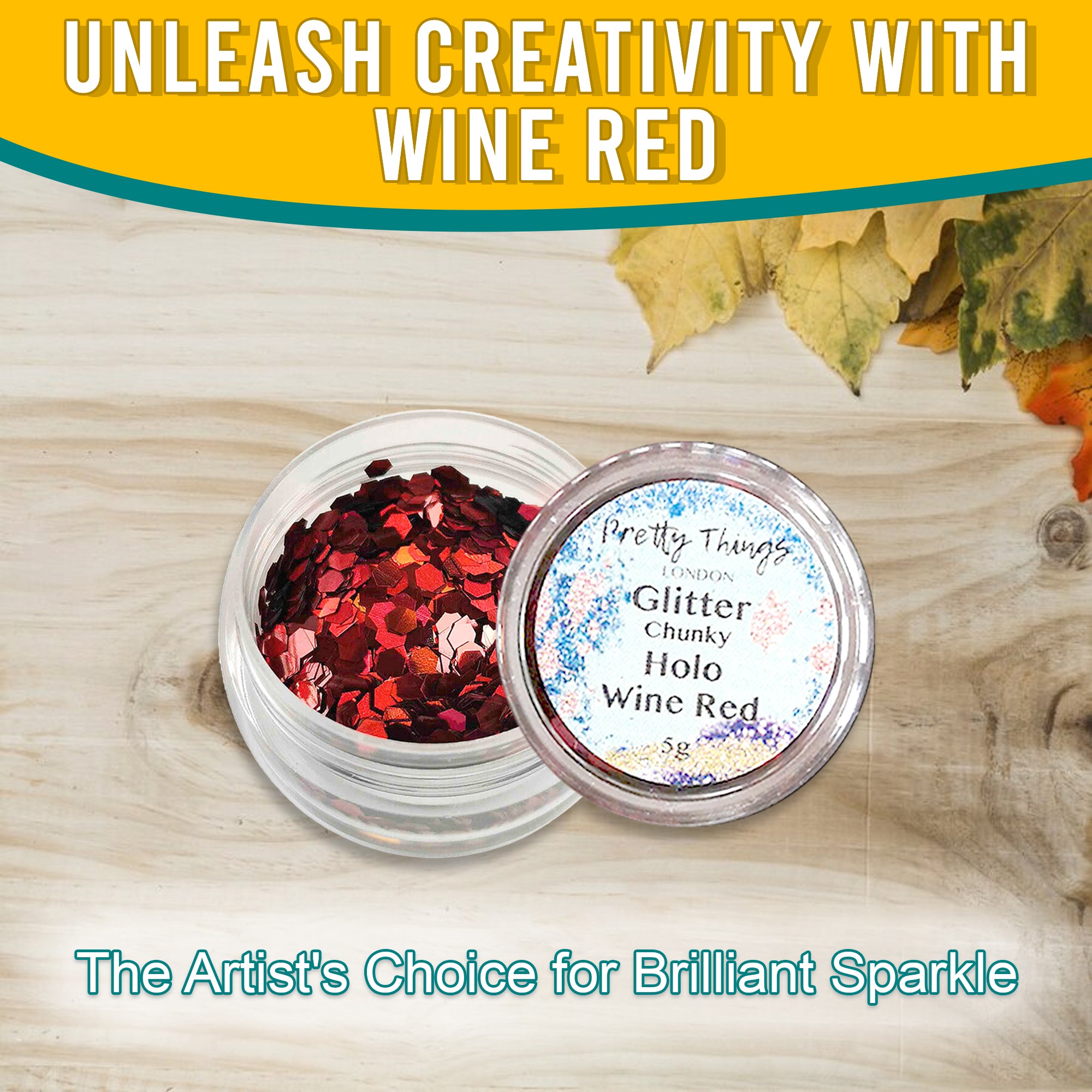 2.	Unleash Creativity with Wine Red - Pretty Things London Chunky Holographic Glitter