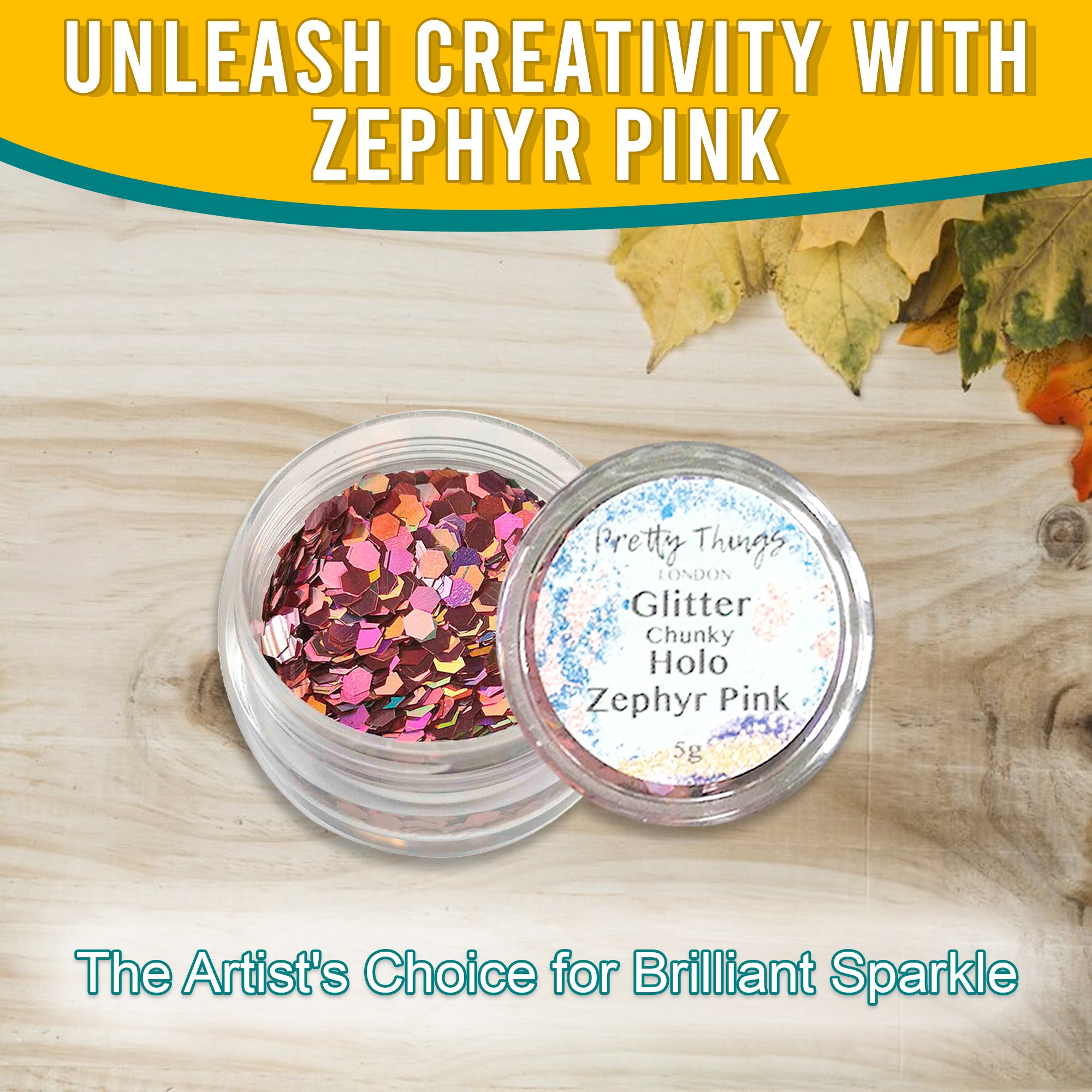 2.	Unleash Creativity with Zephry Pink - Pretty Things London Chunky Holographic Glitter