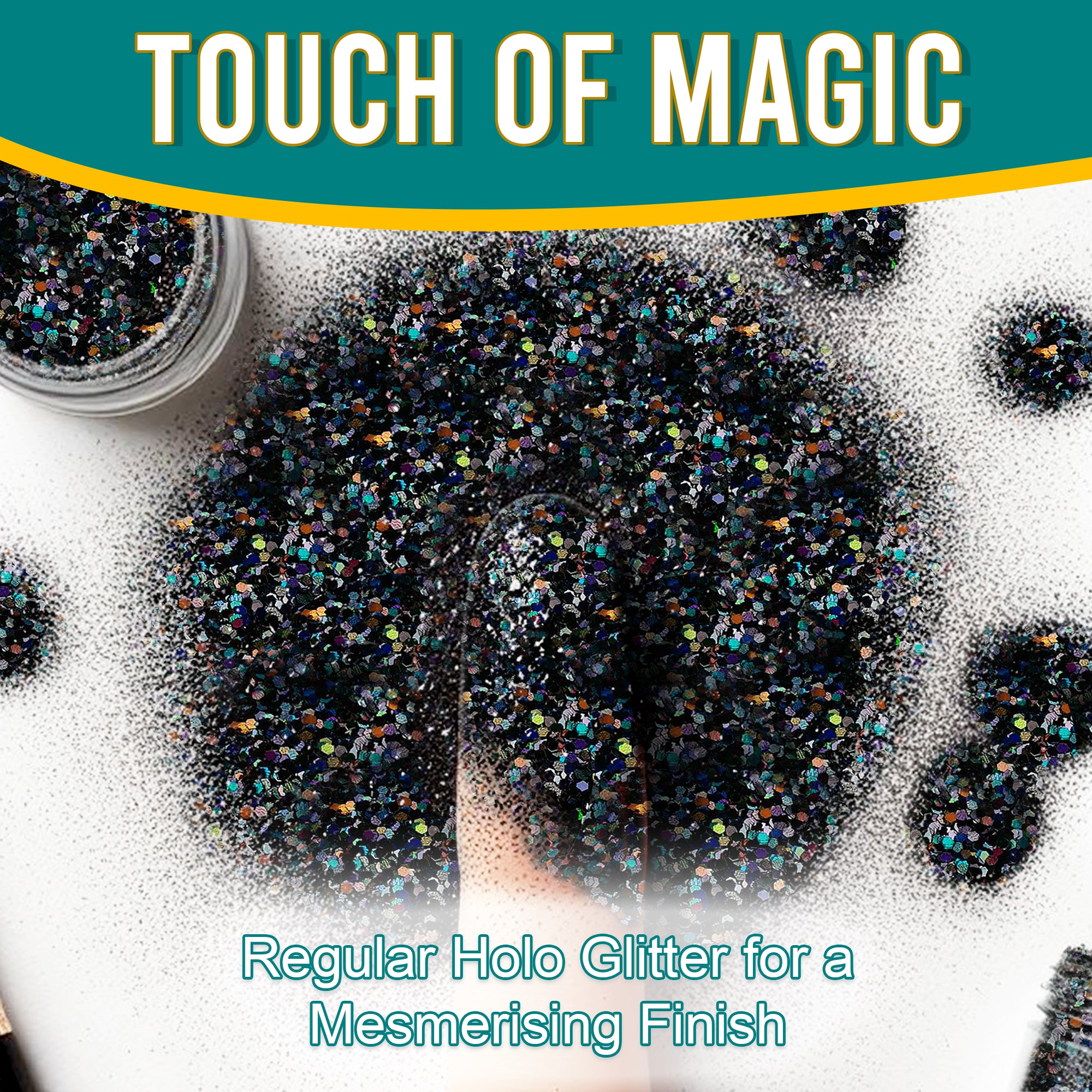 3.	Touch of Magic - Regular Holographic Glitter in Black for a Mesmerizing Finish