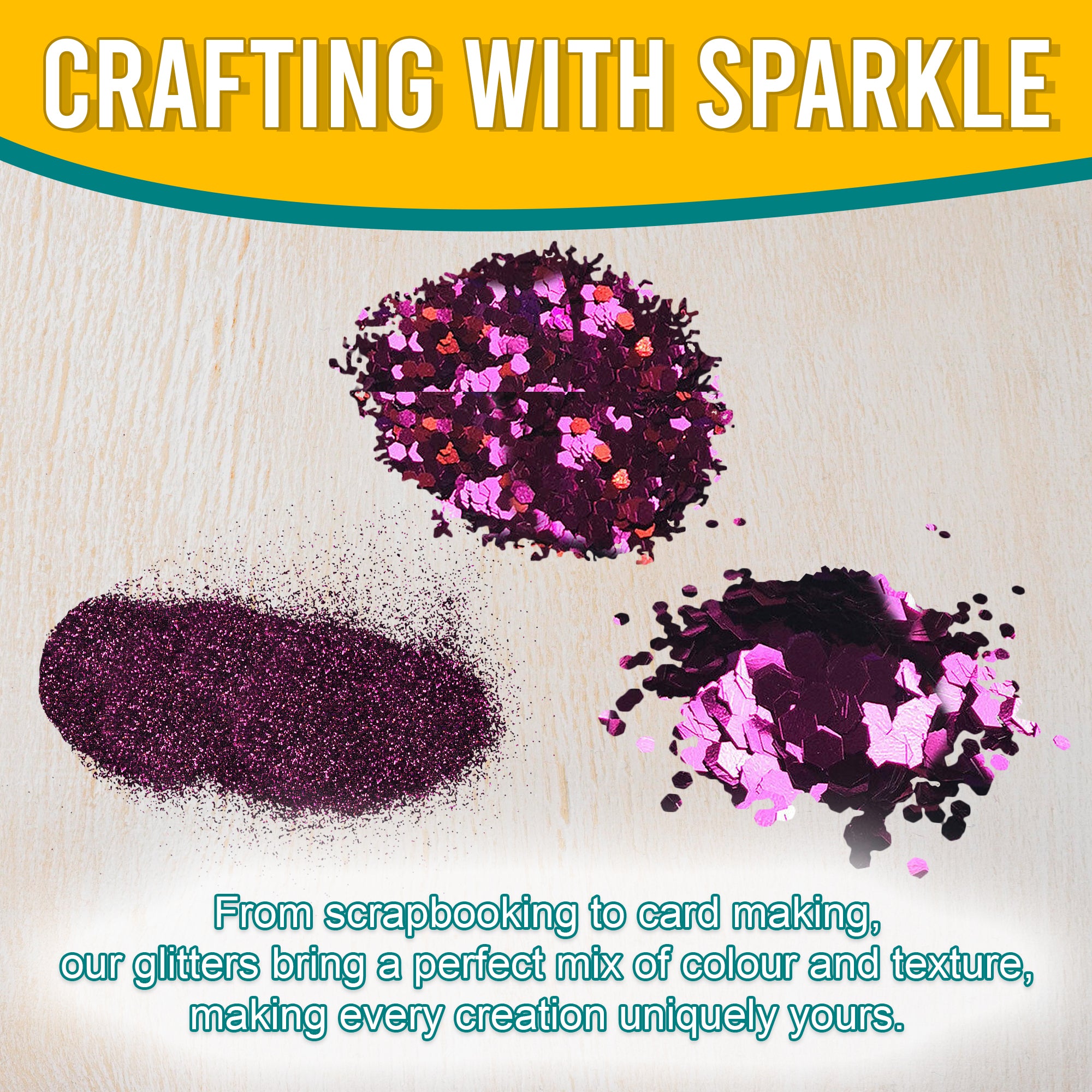 3.	Craft Application of Metallic Byzantium Pink Glitter Trio - Fine, Regular, and Chunky Textures