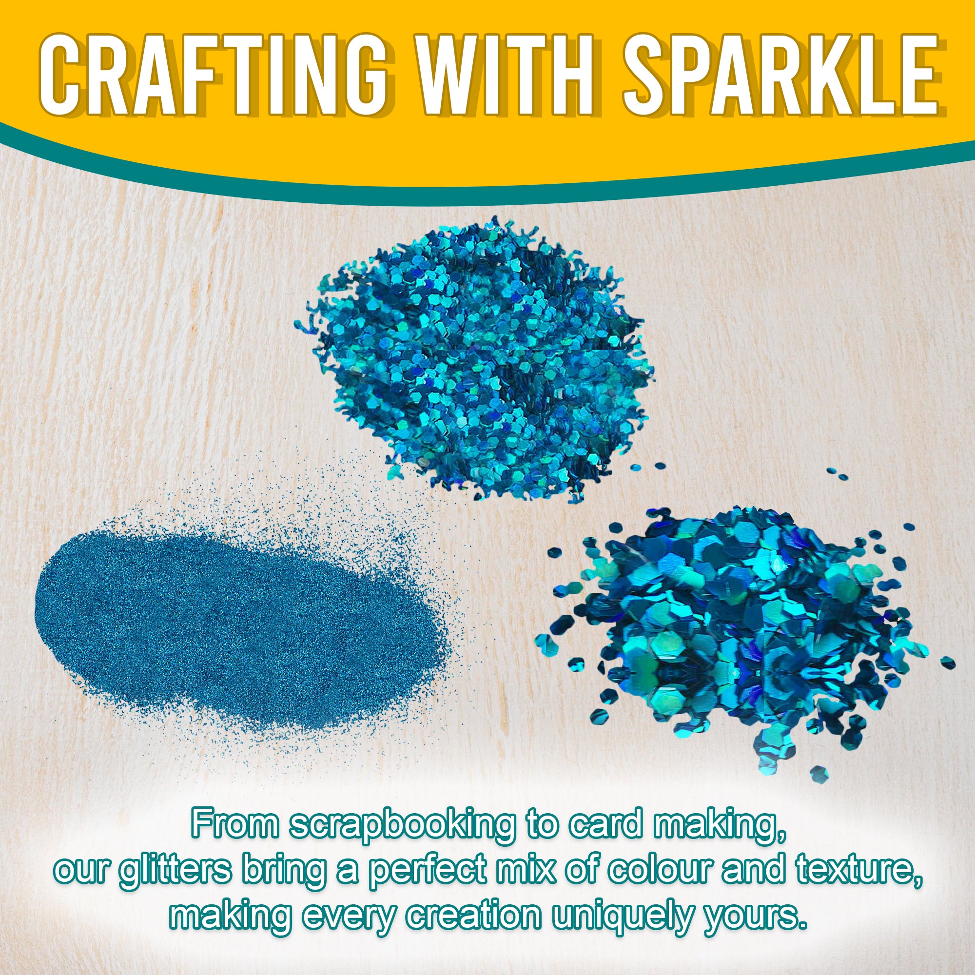 3.	Fine, Regular, and Chunky Crayola Curelean Holographic Glitters for Scrapbooking, Card Making, and Decorating