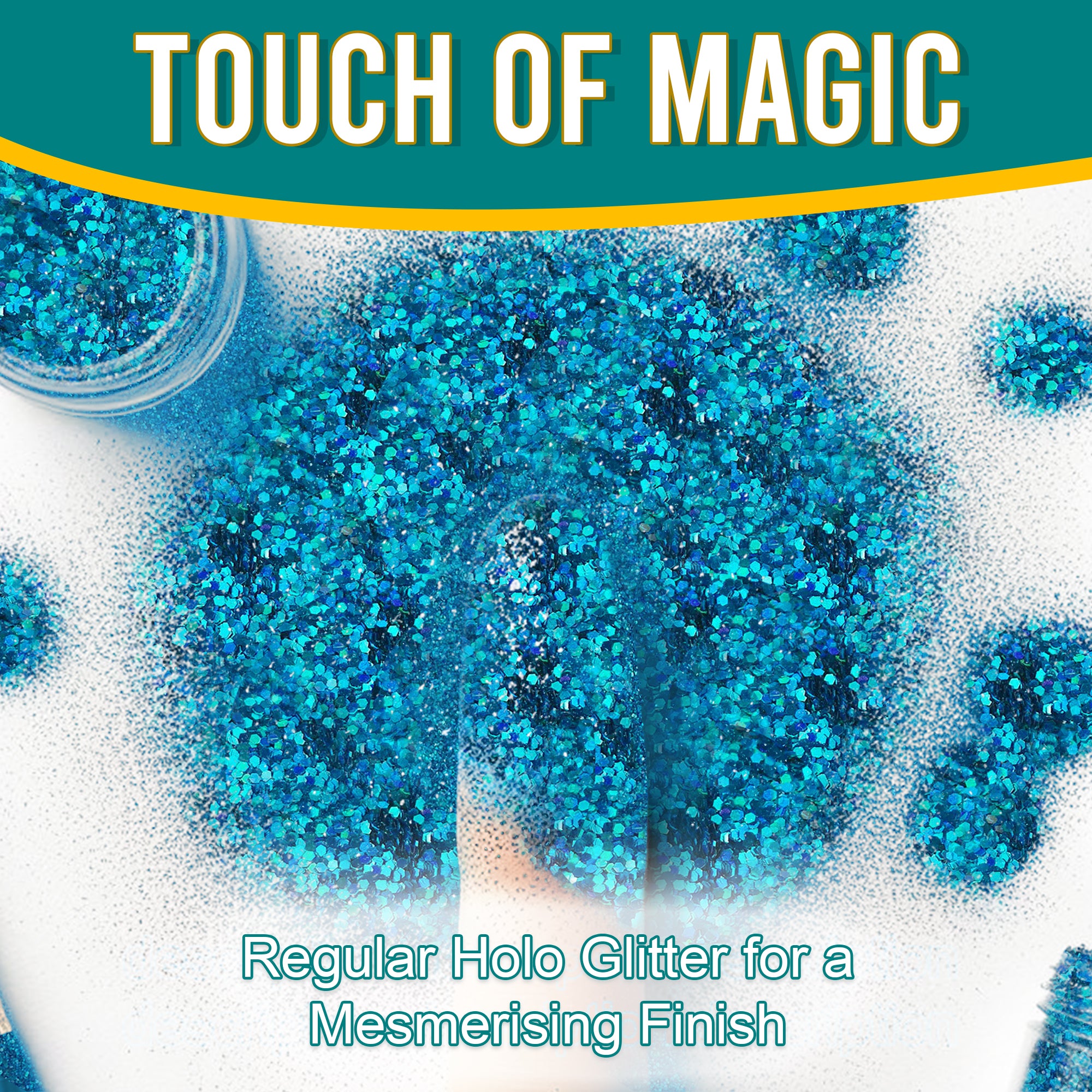 3.	Touch of Magic - Regular Holographic Glitter in Crayola Curelean for a Mesmerizing Finish