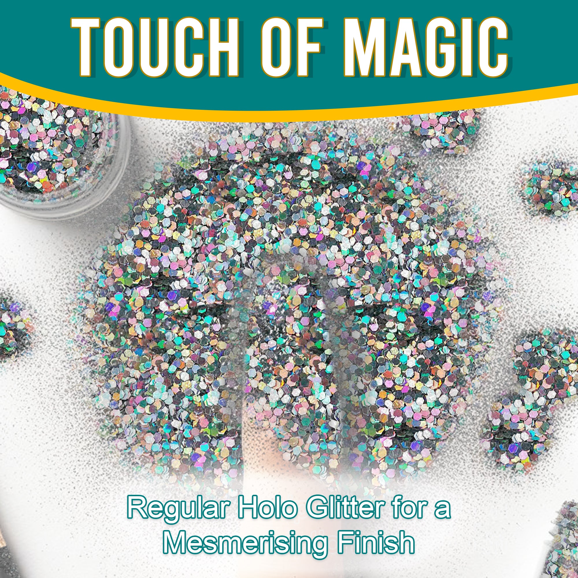 3.	Touch of Magic - Regular Holographic Glitter in Diamon Silver for a Mesmerizing Finish