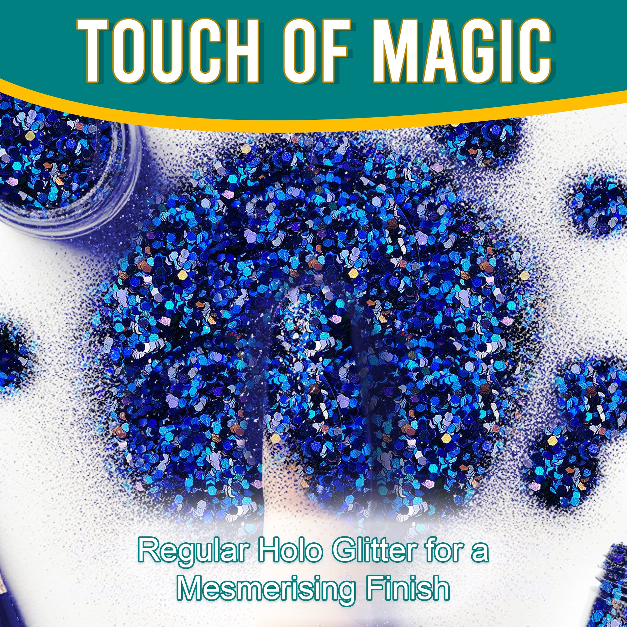 3.	Touch of Magic - Regular Holographic Glitter in Egyptian Blue for a Mesmerizing Finish