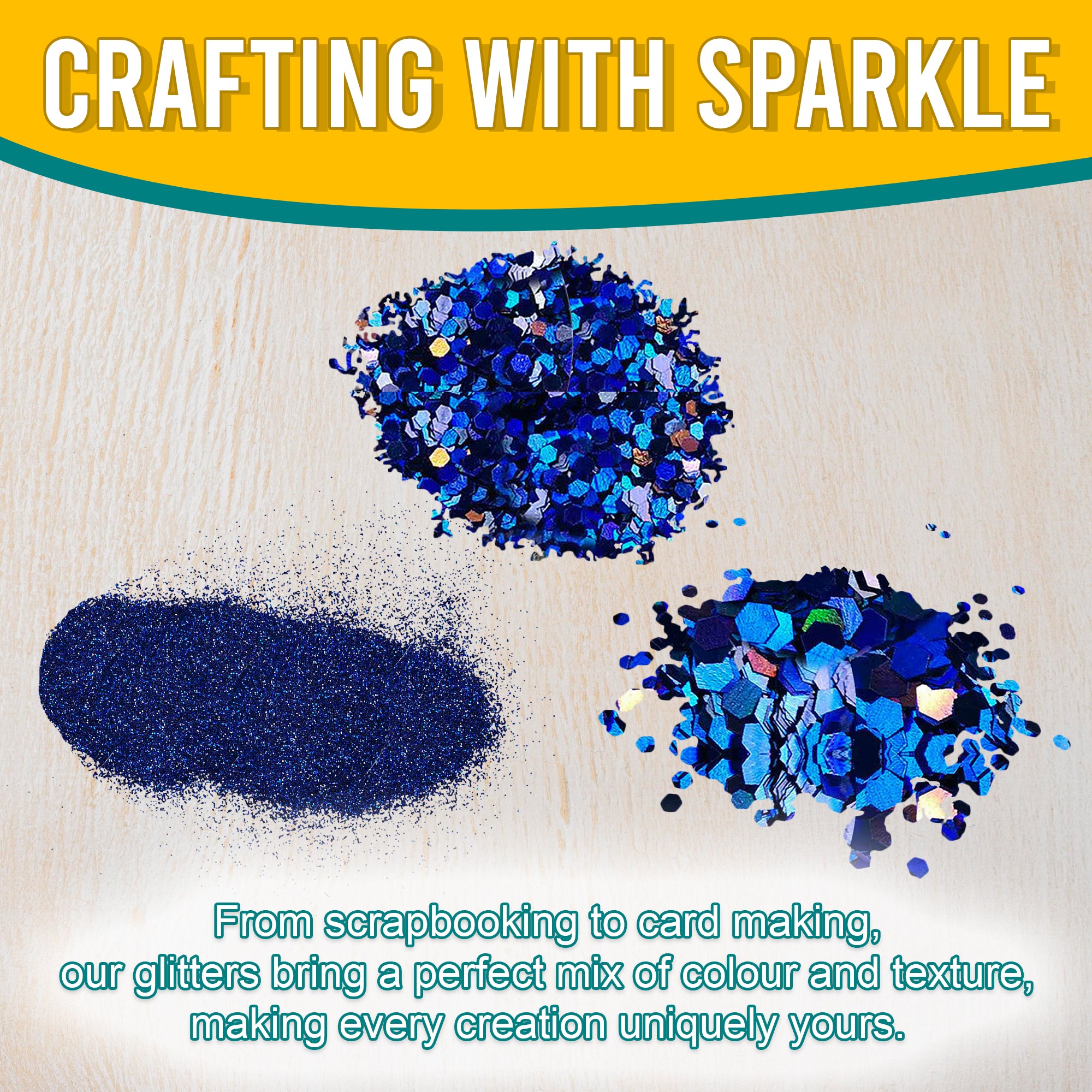 3.	Fine, Regular, and Chunky Egyptian Blue Holographic Glitters for Scrapbooking, Card Making, and Decorating