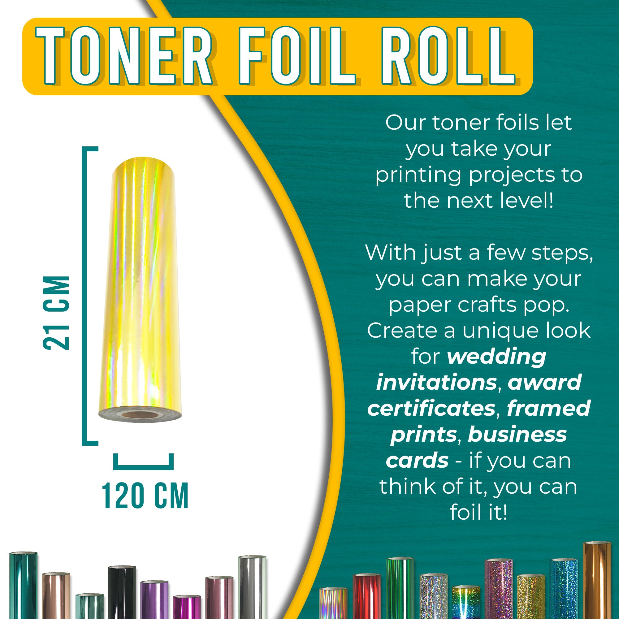 Holographic Gold Toner Foil | 21cm x 120m Roll