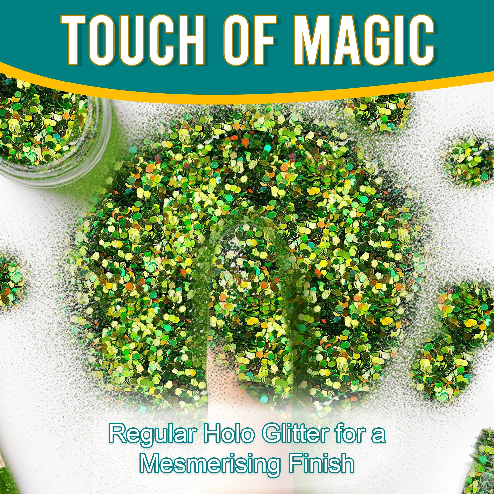 3.	Touch of Magic - Regular Holographic Glitter in Light Olive for a Mesmerizing Finish