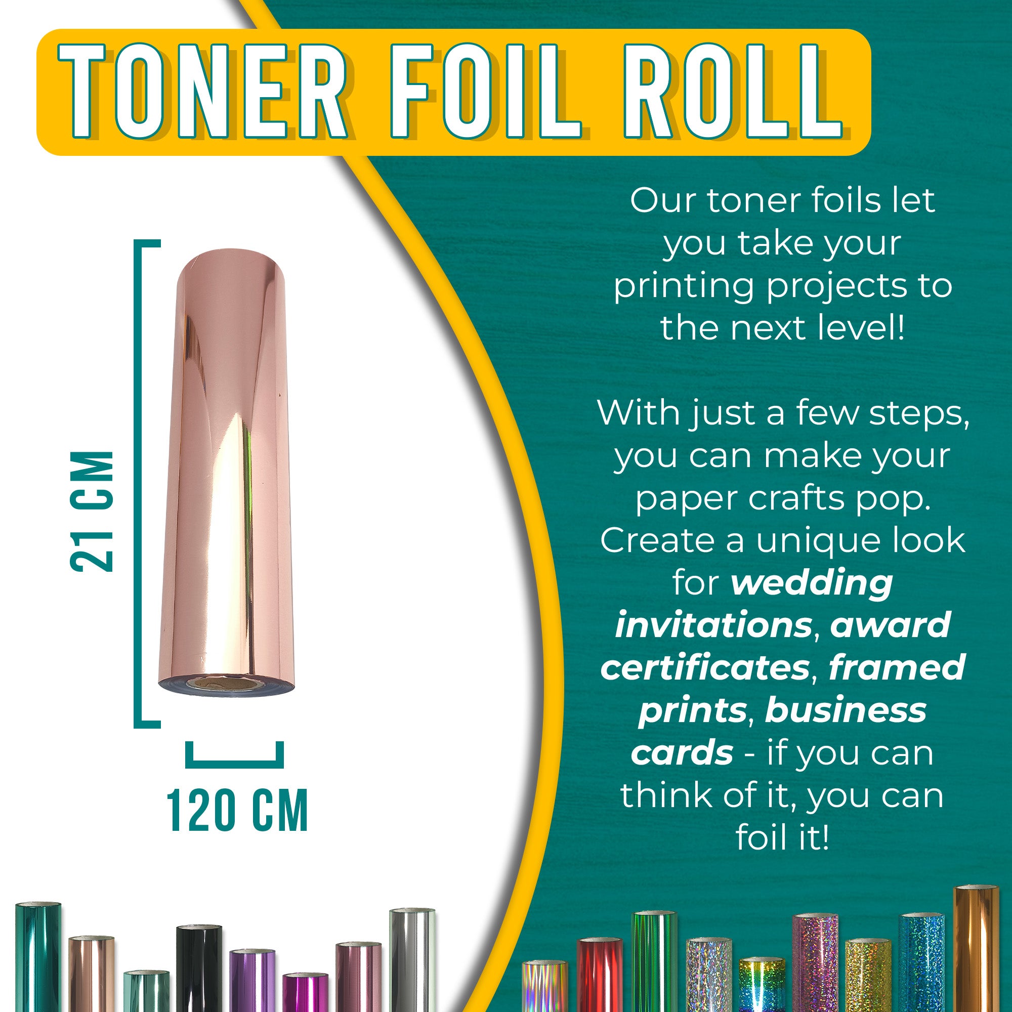 Metallic Rose Gold Toner Foil | 21cm x 120m Roll