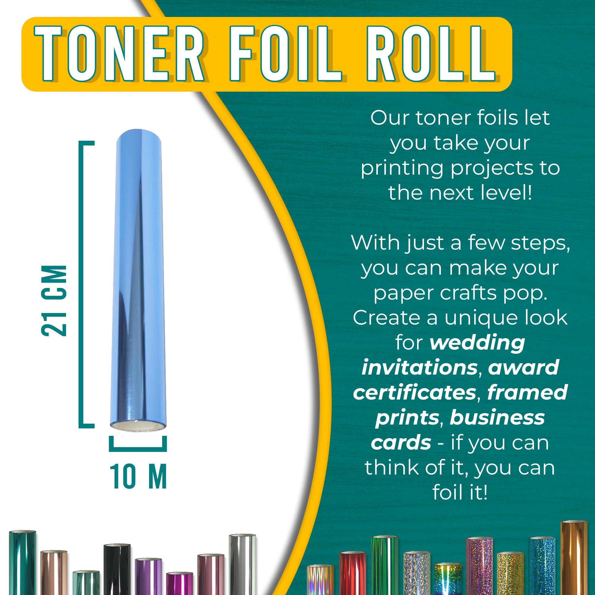Metallic Sterling Blue Toner Foil | 21cm x 10m Roll