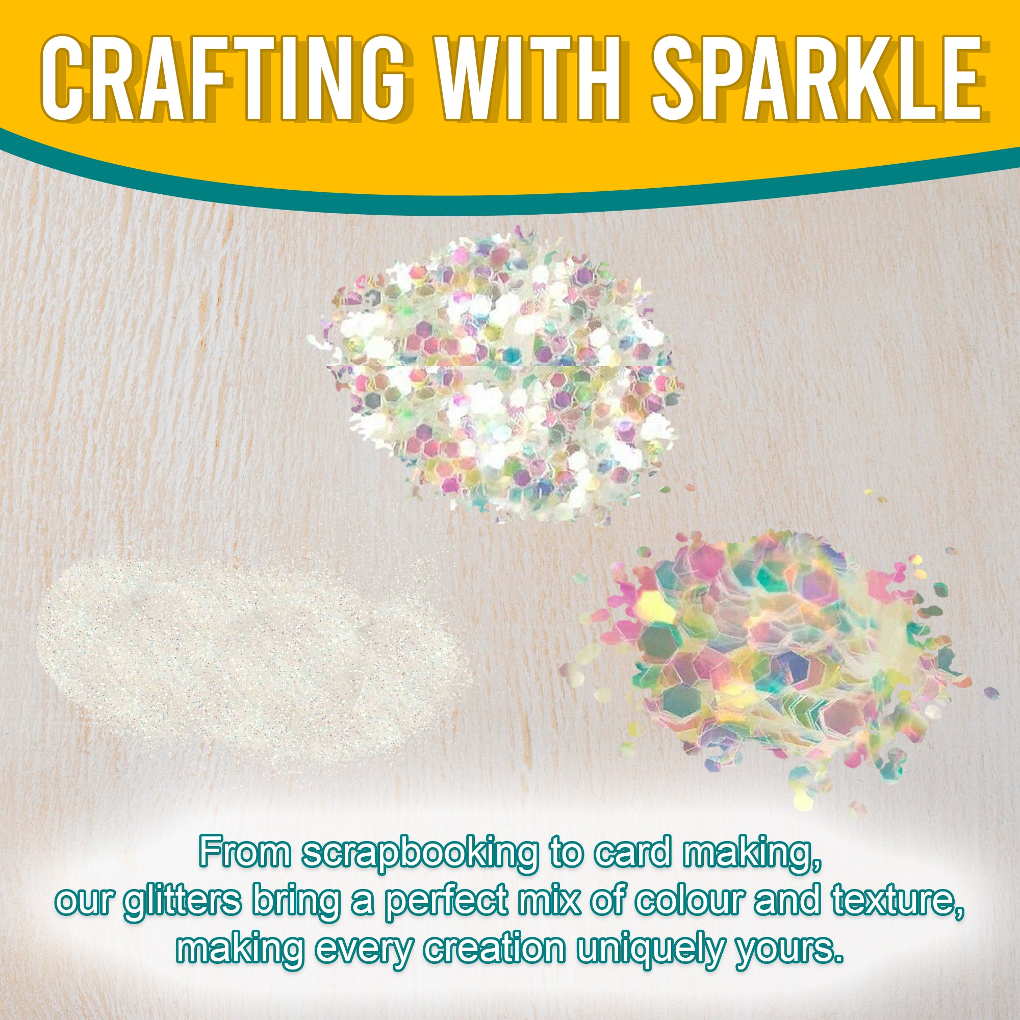 3.	Craft Application - Fine, Regular, and Chunky Iridescent Multi Glitters for Scrapbooking, Card Making, and Decorating