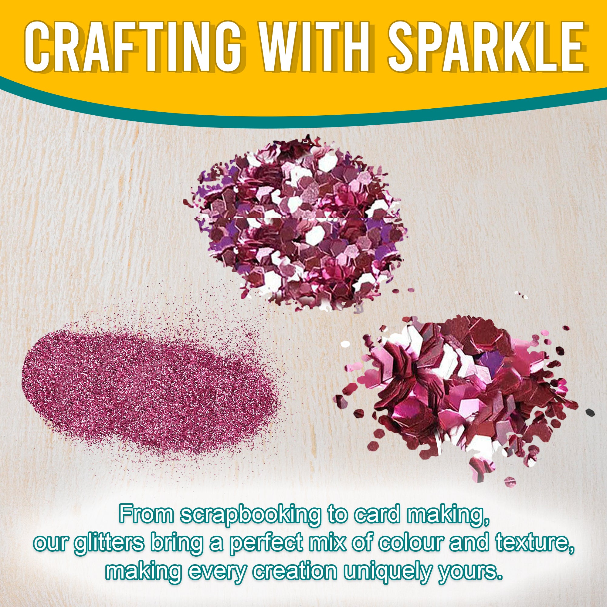 3.	Craft Application of Metallic Pink Glitter Trio - Fine, Regular, and Chunky Textures