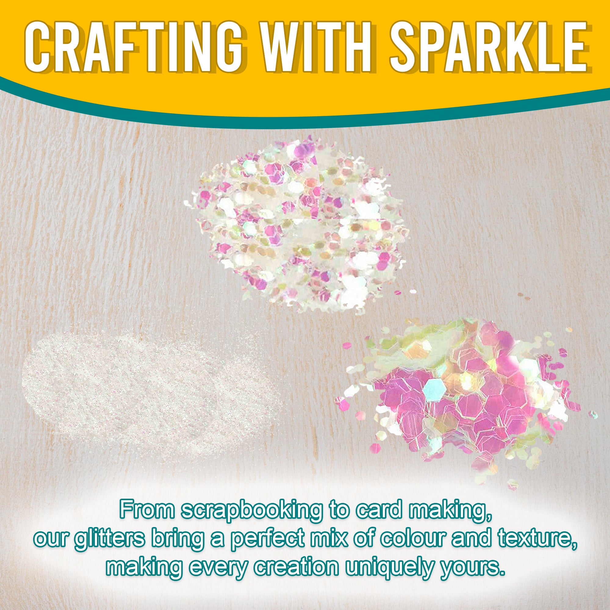 3.	Craft Application - Fine, Regular, and Chunky Iridescent Pink Multi Glitters for Scrapbooking, Card Making, and Decorating