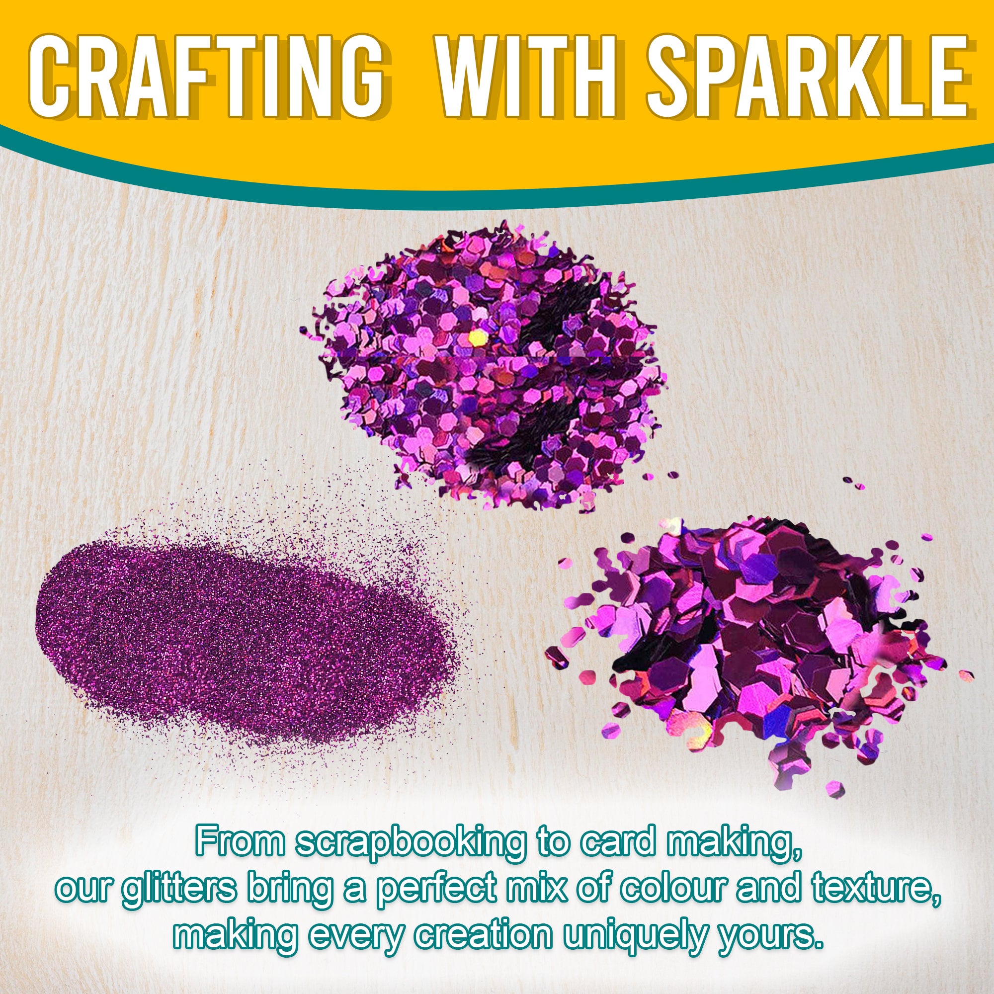 3.	Fine, Regular, and Chunky Purple Holographic Glitters for Scrapbooking, Card Making, and Decorating